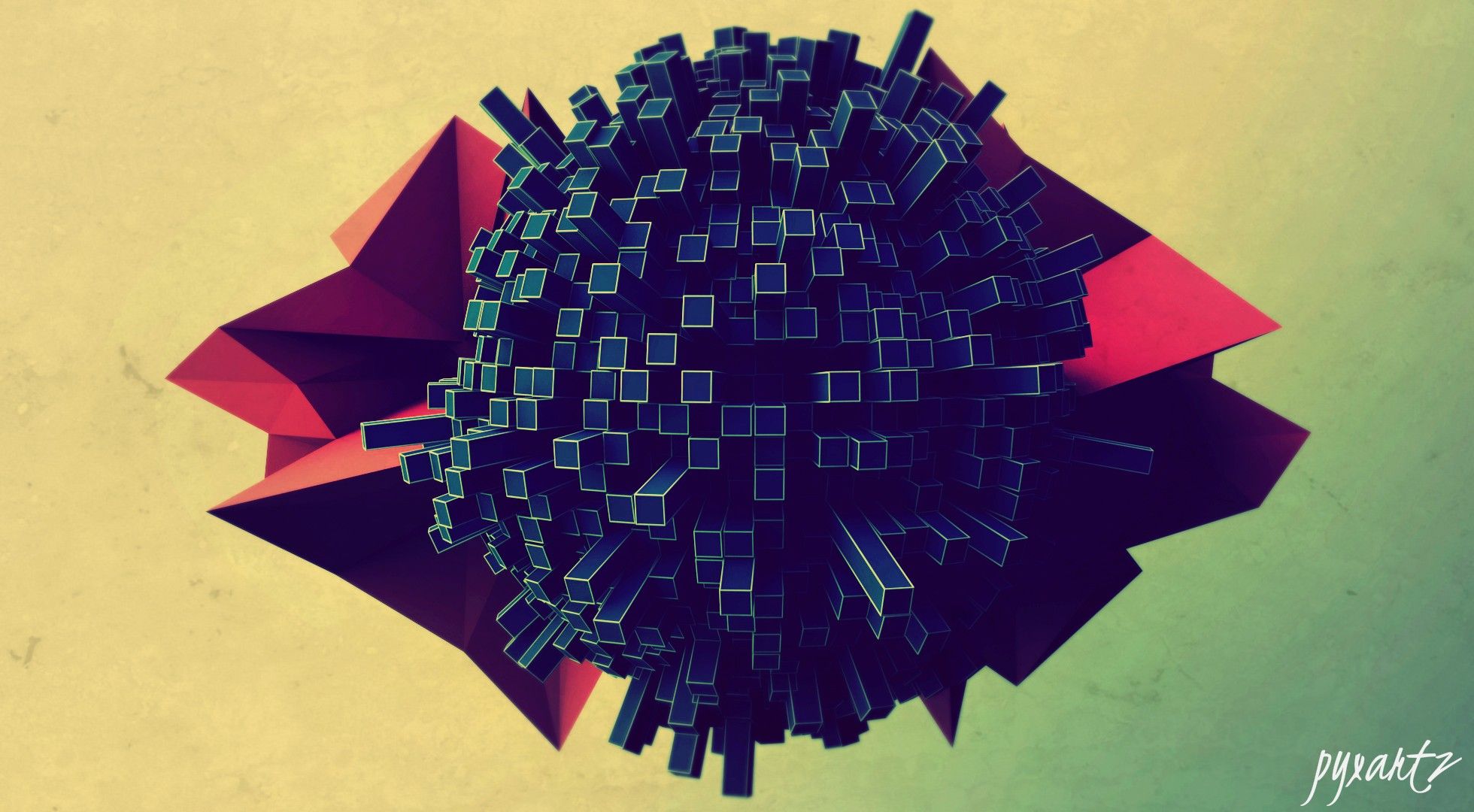 Wallpaper, 1960x1080 px, 3D, 3D object, abstract, CGI, digital art, pyxArtz, sphere 1960x1080
