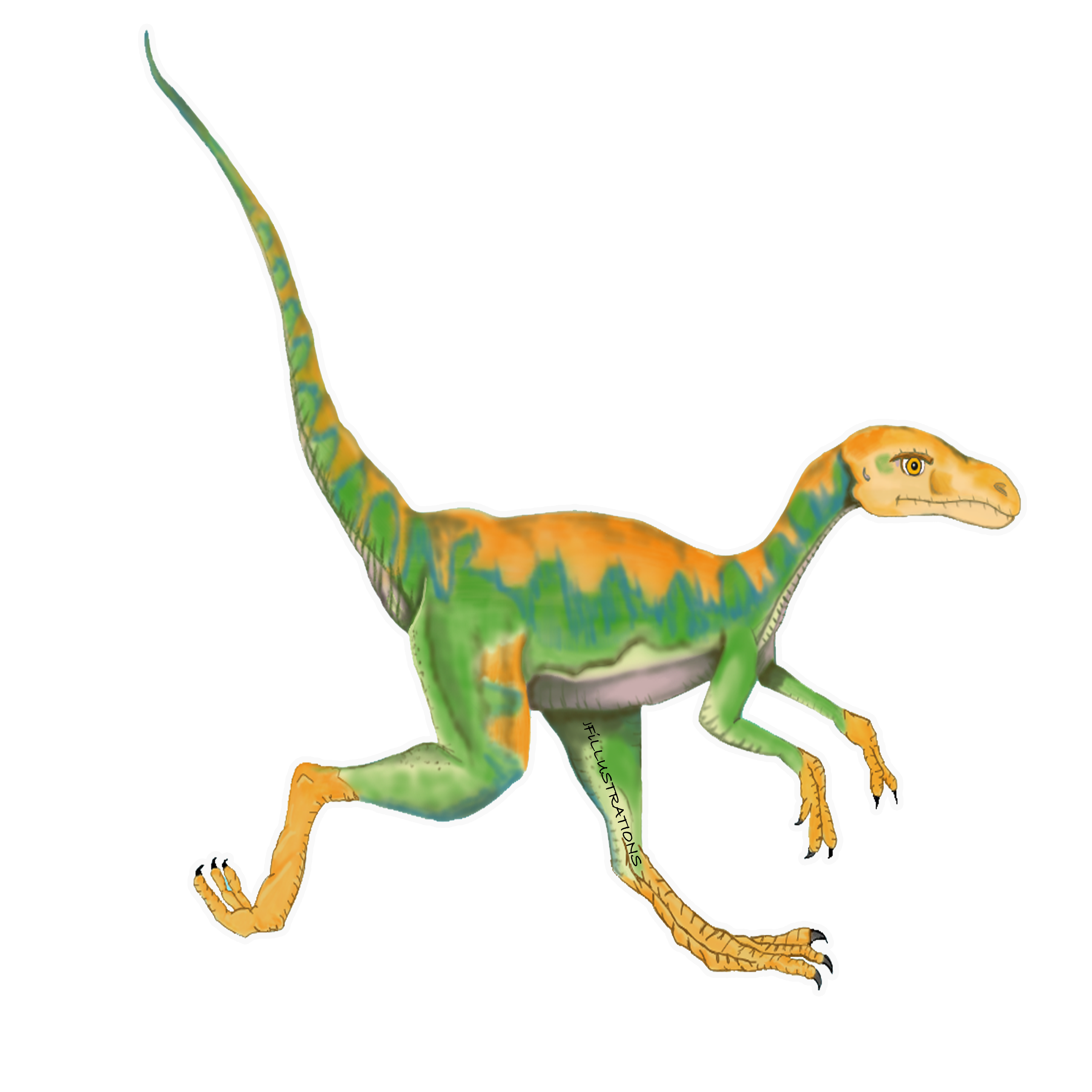 Dinosaur Compsognathus Sticker, Green. Dinosaur, Stickers, Childrens art