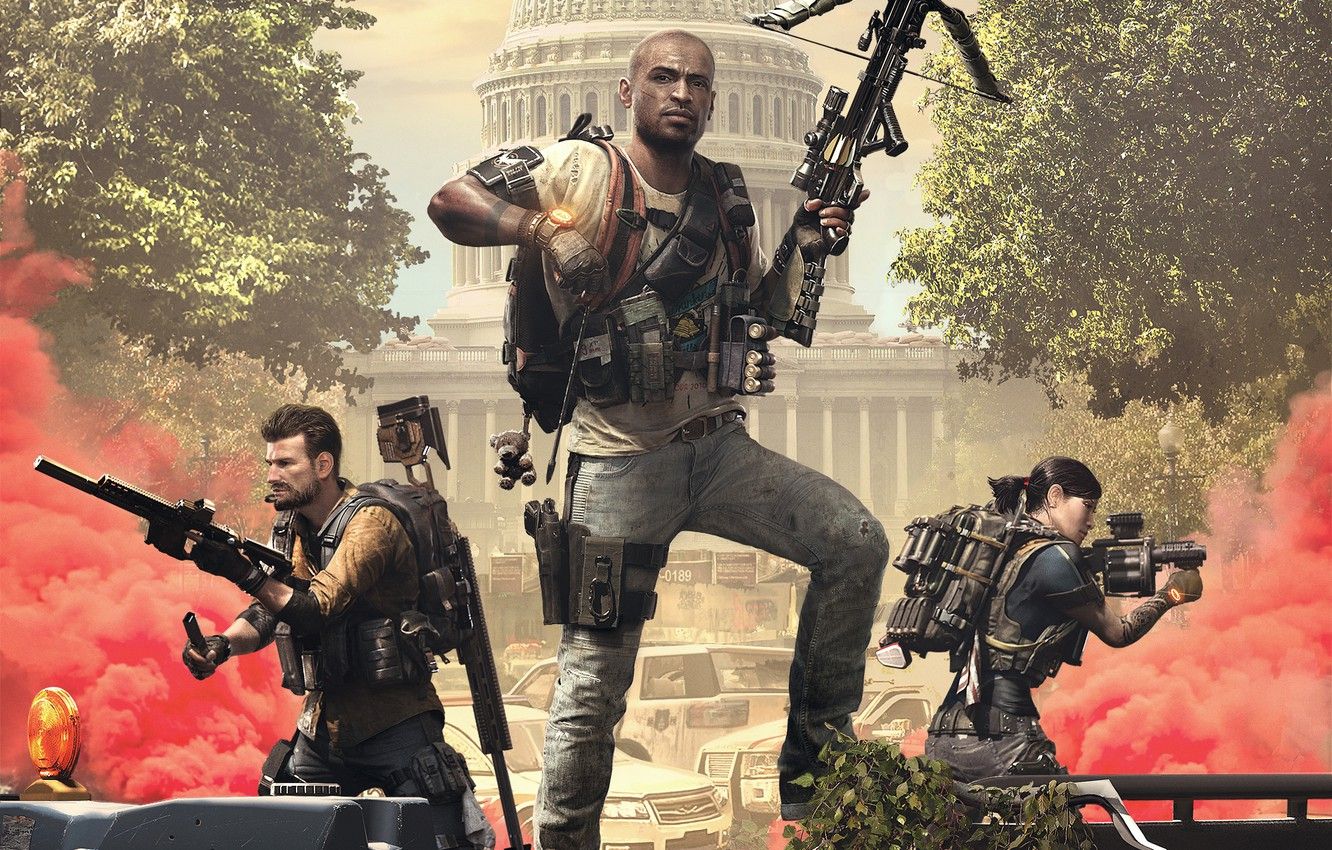 Wallpaper weapons, Ubisoft, Game, Capitol, crossbow, agents, the gun, Tom Clancy's The Division 2, The Division 2, granotomet image for desktop, section игры