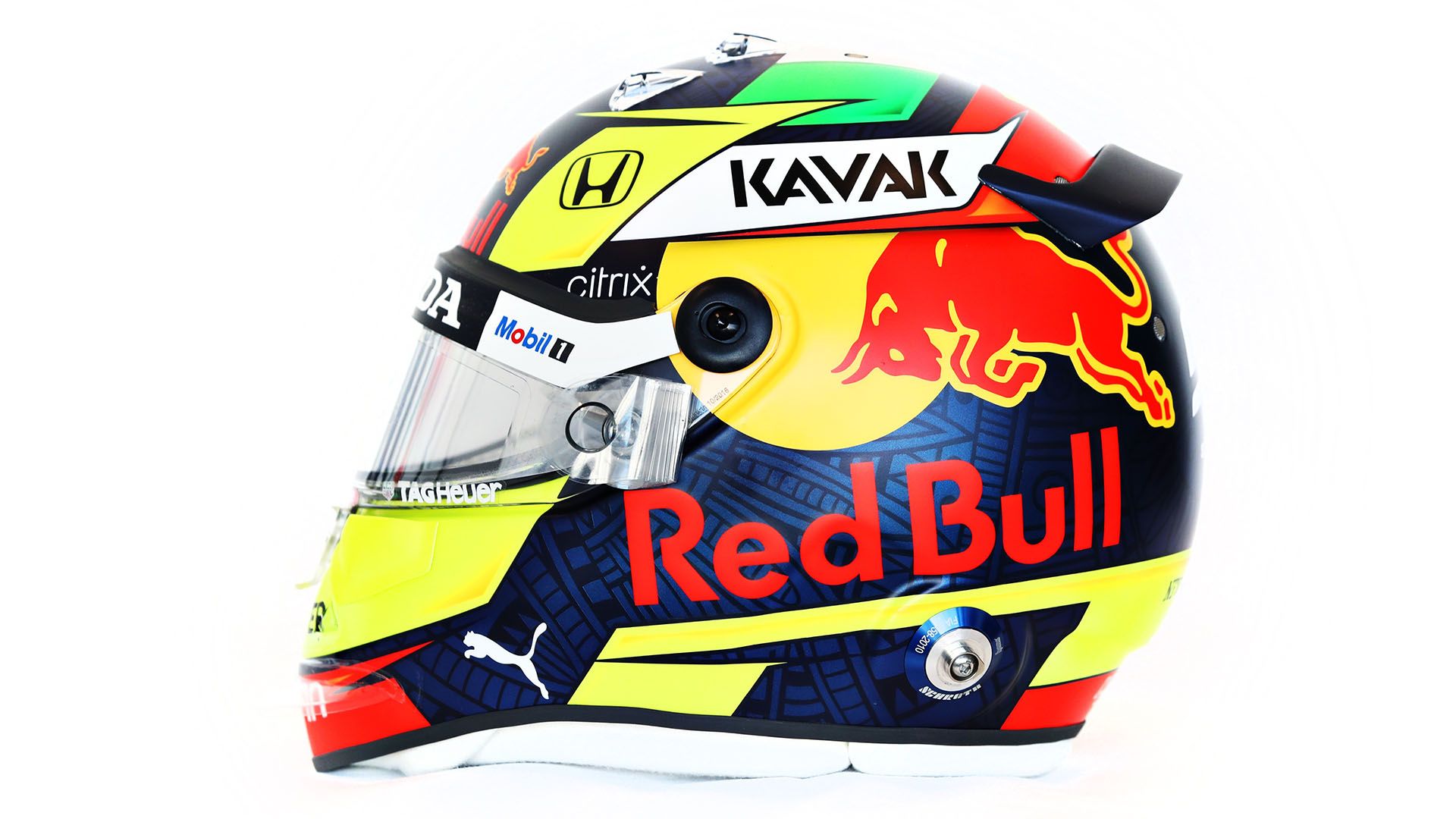 Sergio Perez reveals striking new helmet for maiden Red Bull campaign. Formula 1®