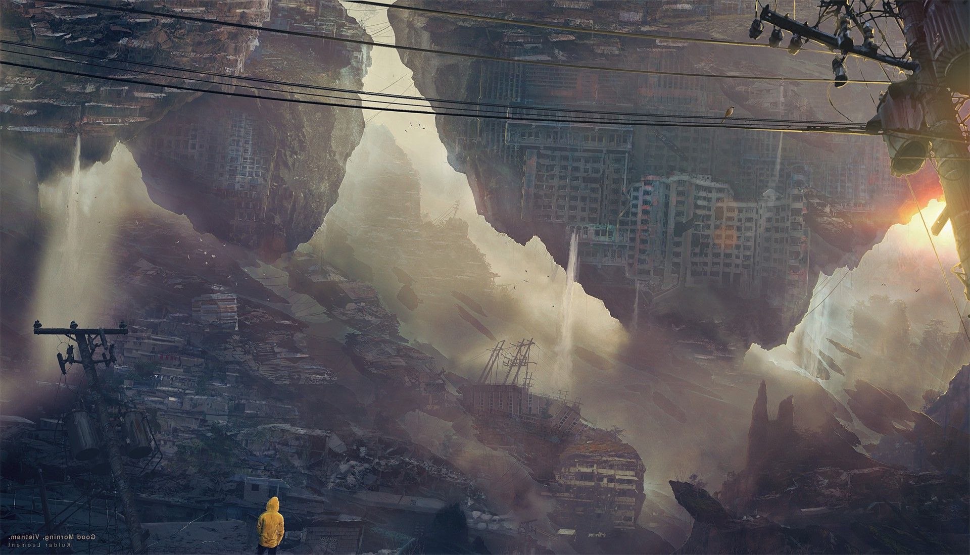 artwork, Apocalyptic, Cityscape, Morning, Anime, Kuldar Leement Wallpaper HD / Desktop and Mobile Background