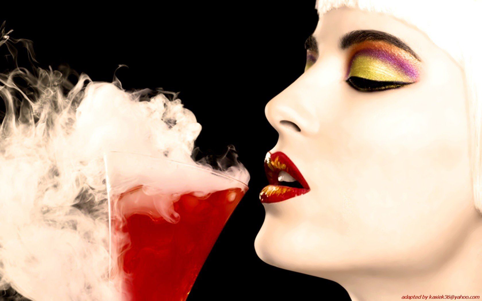 Women lips drinks faces pale skin black background wallpaperx1050