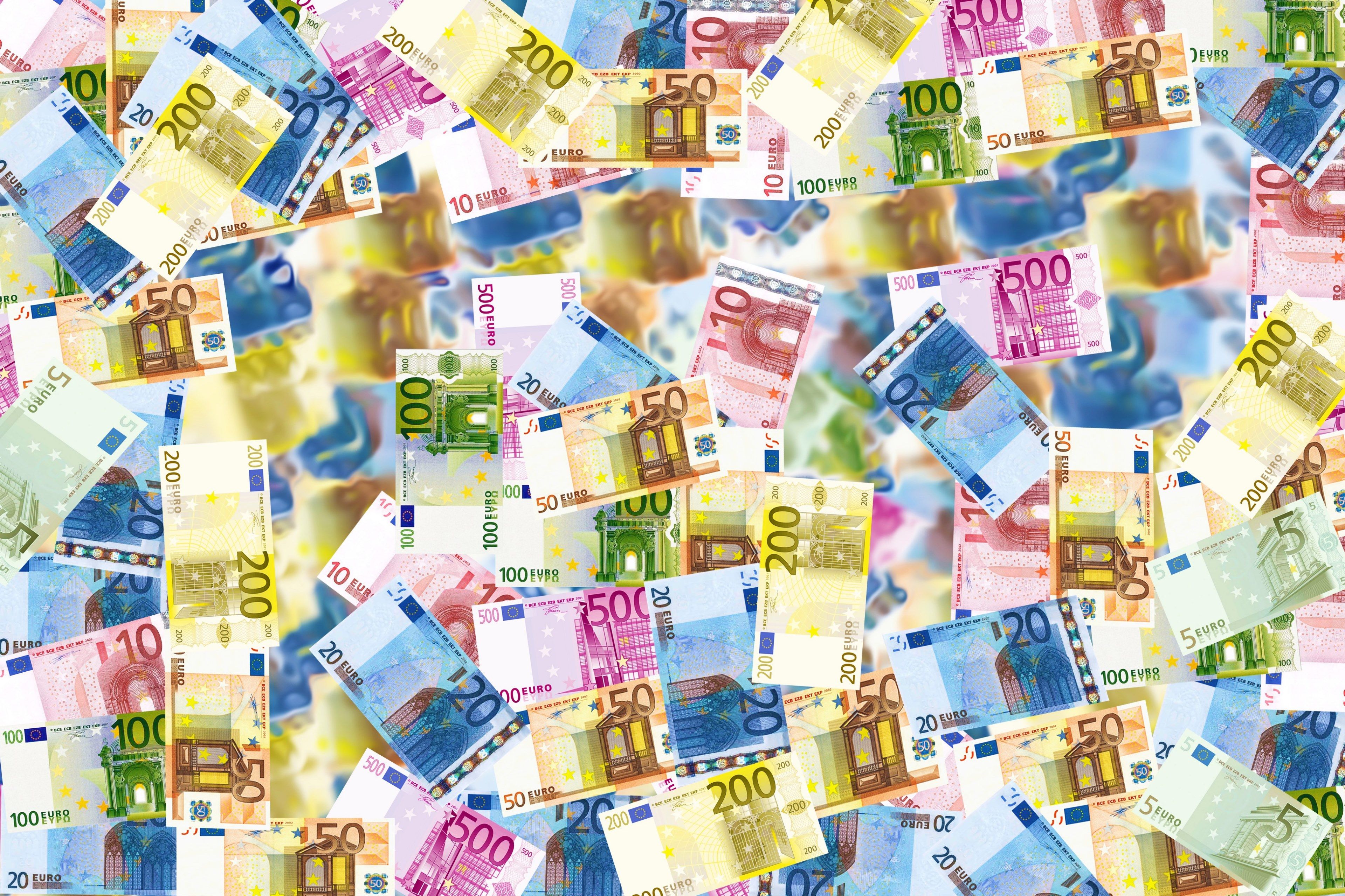 Wallpaper / bills money euro background wealth rich 4k wallpaper