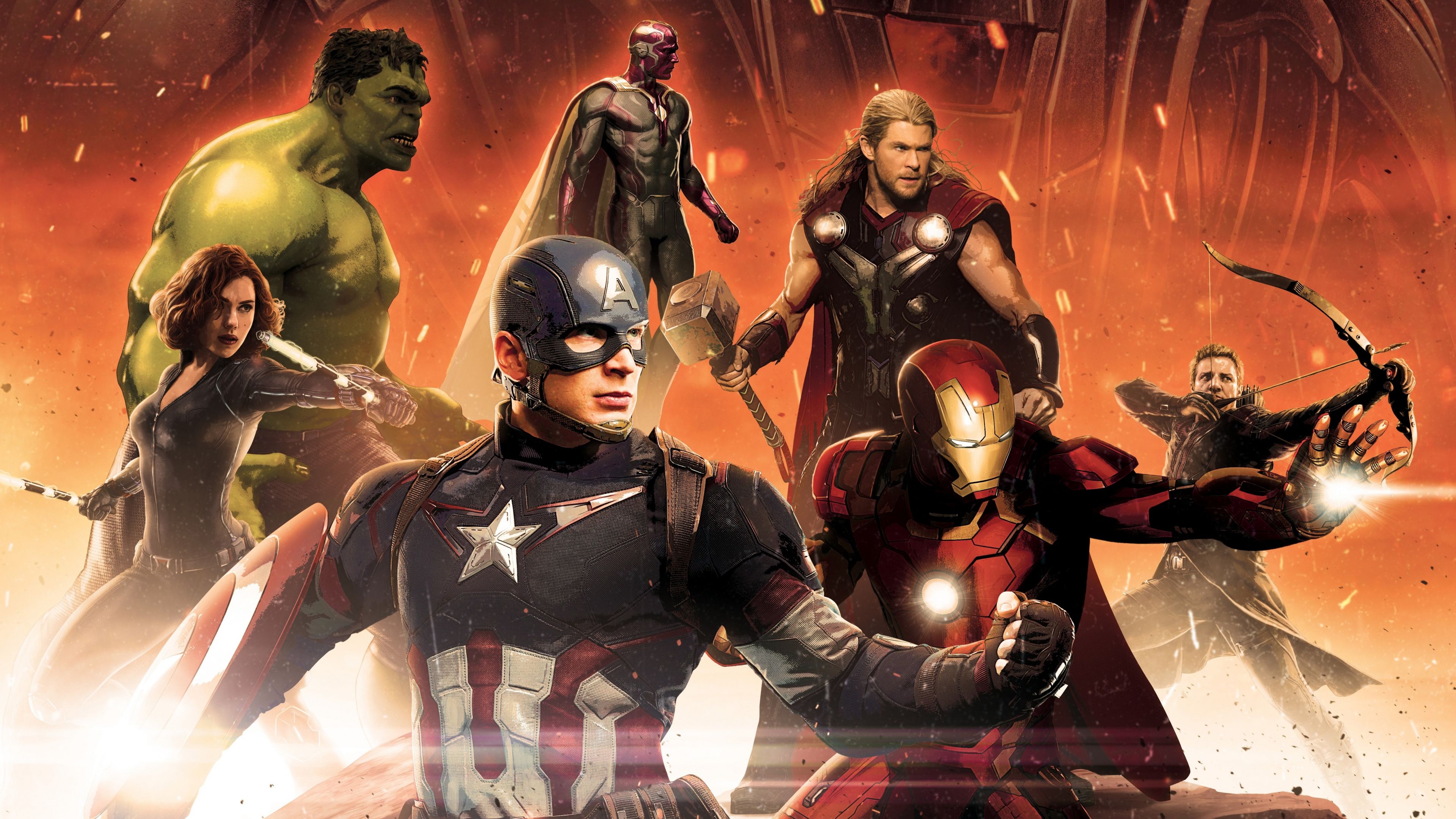 Download 3840x2160 wallpaper avengers: age of ultron, hulk, black widow, captain america, 4k, uhd 16: widescreen, 3840x2160 HD image, background, 4811