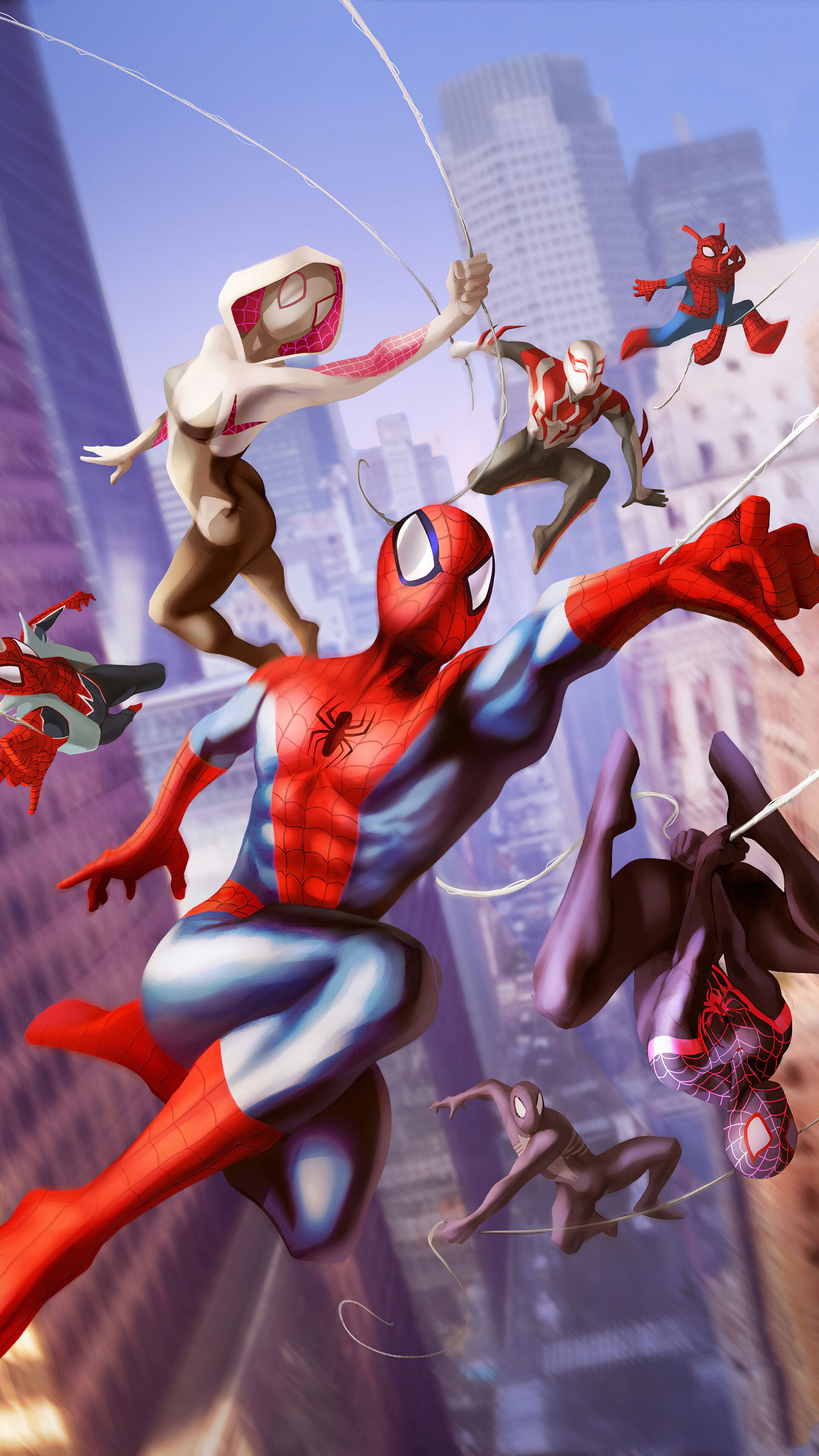 Spider Man, Spider Gwen , Spider Man Spider Ham, Spider Punk, 4K Phone HD Wallpaper, Image, Background, Photo And Picture. Mocah HD Wallpaper