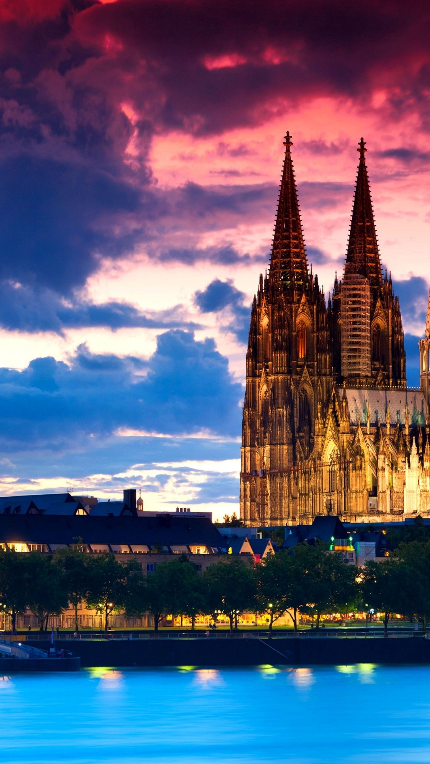Wallpaper Cologne Cathedral, Germany, Cologne, Europe, night, 4k, Architecture