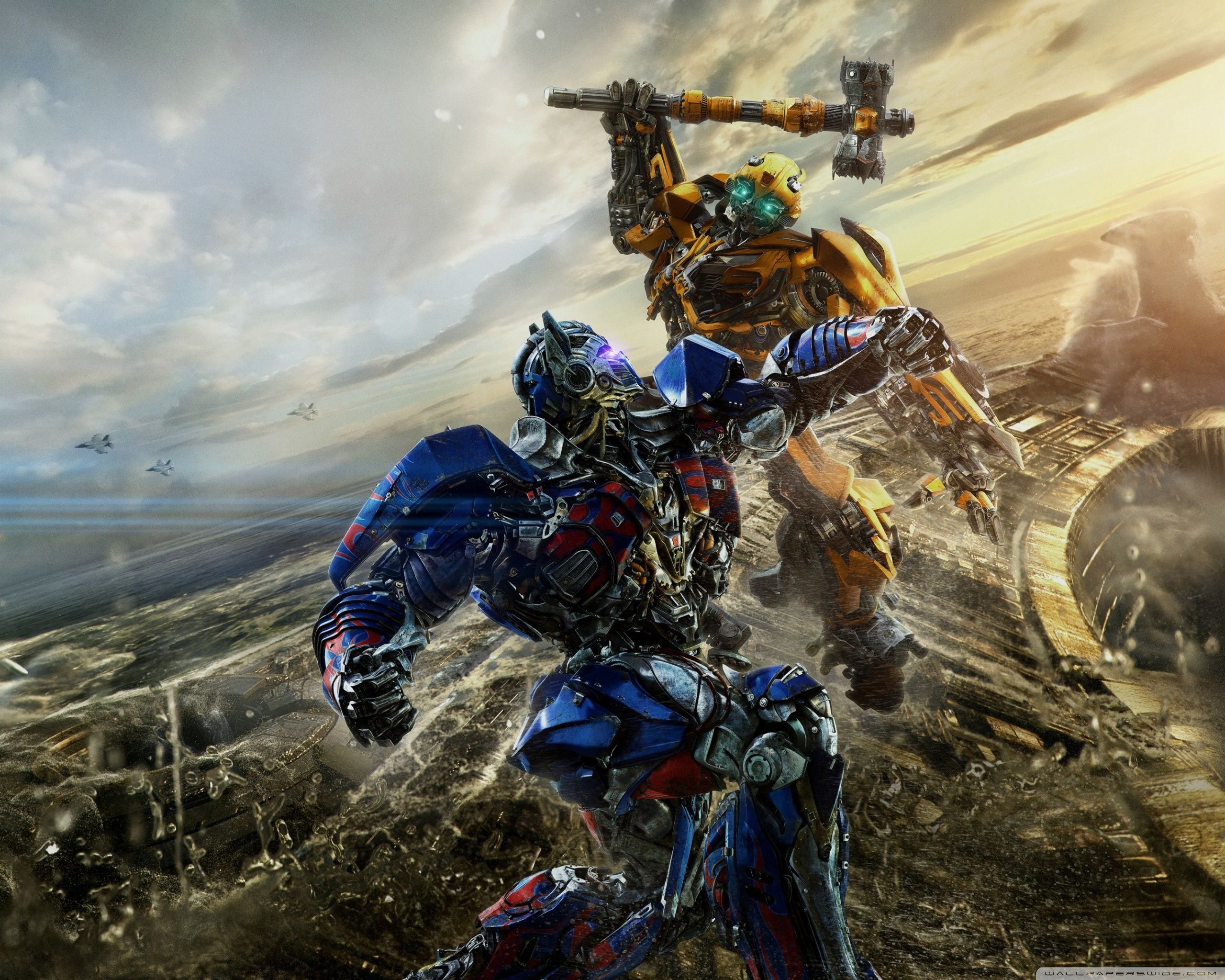 Bumblebee vs Optimus Prime Transformers The Last Knight Ultra HD Desktop Background Wallpaper for: Widescreen & UltraWide Desktop & Laptop, Multi Display, Dual Monitor, Tablet