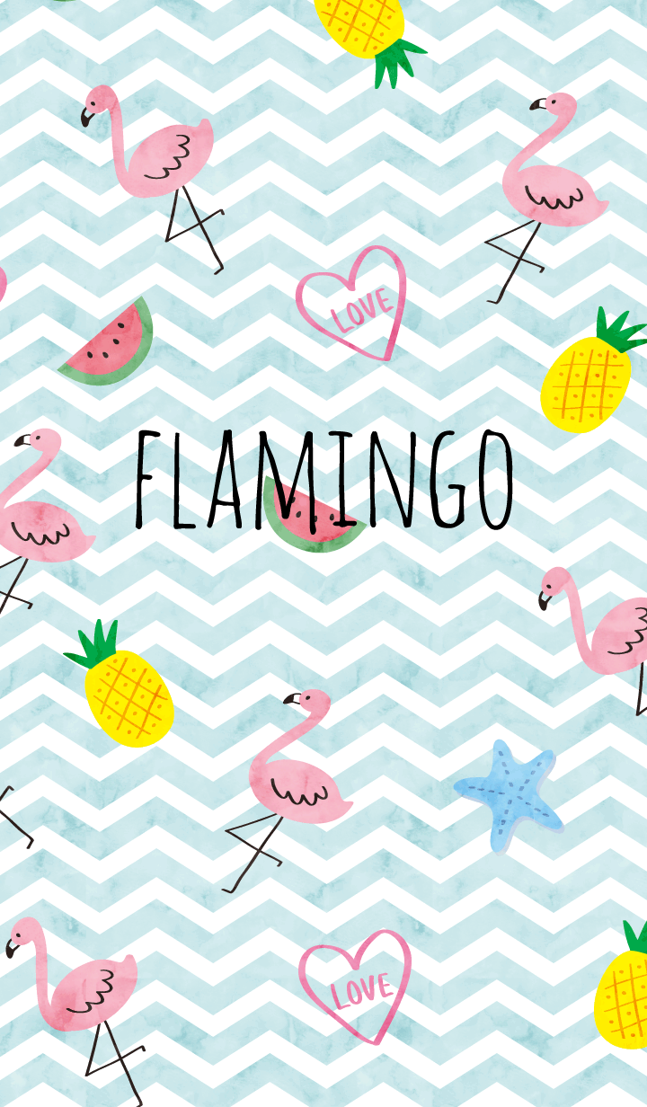 It is a fashionable theme of flamingo. Flamingo's pink and blue border are refreshing. For those who l. iPhone wallpaper, Flamingo wallpaper, Watermelon wallpaper