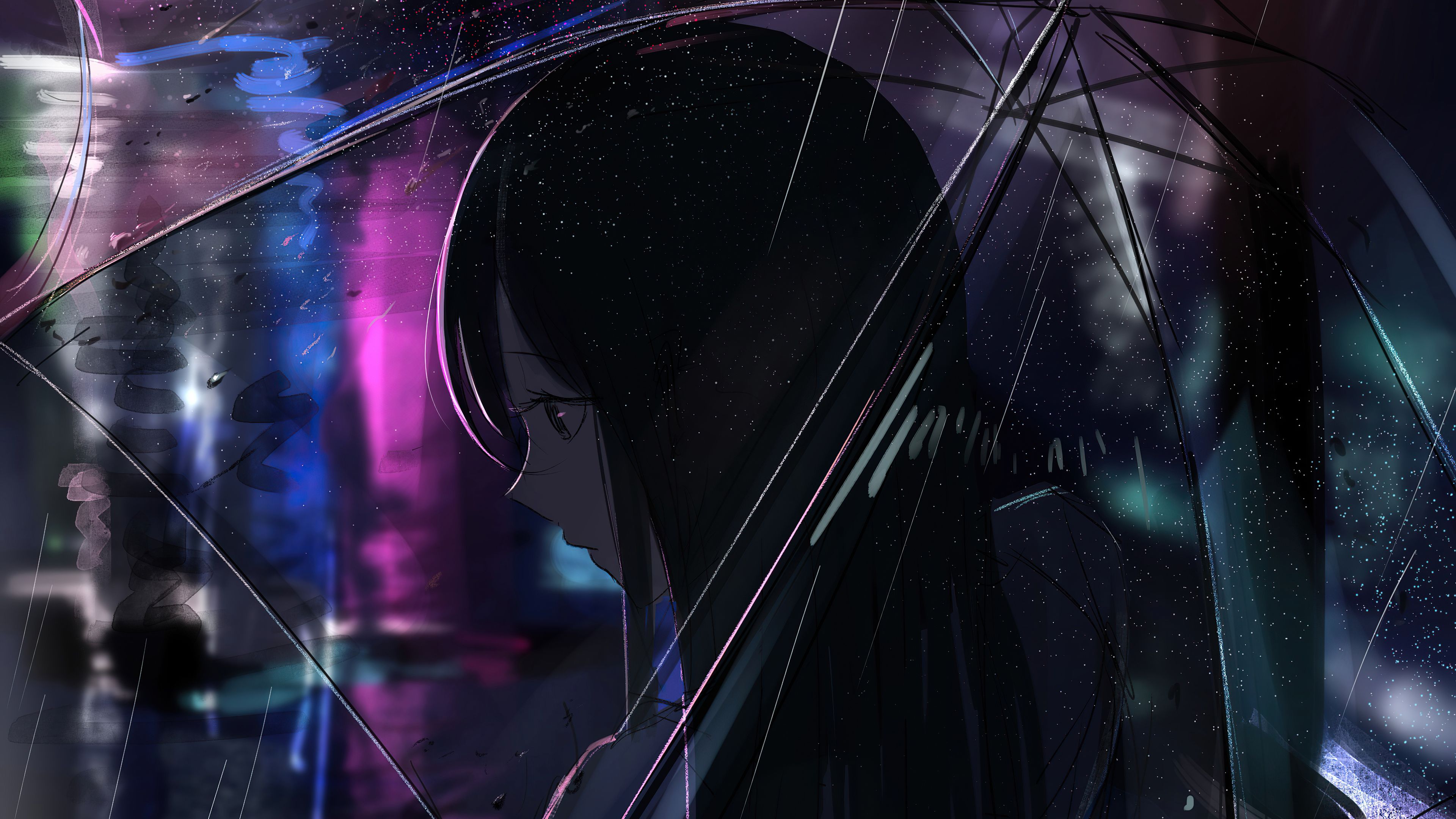 Anime Girl Transparent Umbrella Rain 4k, HD Anime, 4k Wallpaper, Image, Background, Photo and Picture