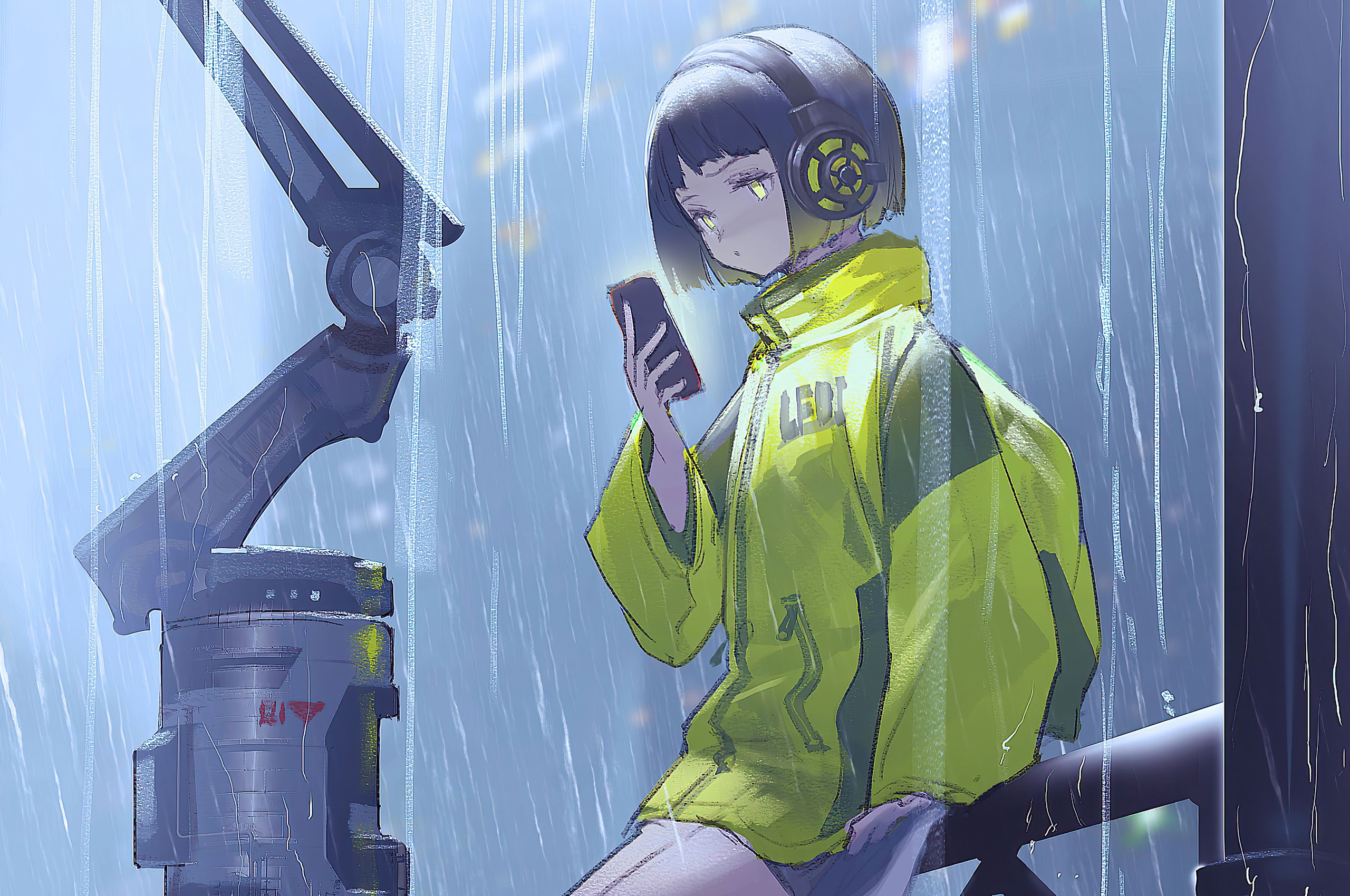 Anime Girl Scifi Umbrella Rain 4k Chromebook Pixel HD 4k Wallpaper, Image, Background, Photo and Picture