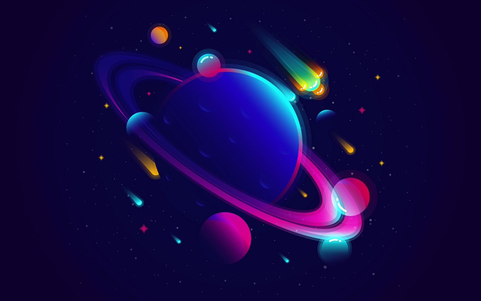 Wallpaper Neon, Vibrant, Solar System, Minimal, Planets • Wallpaper For You HD Wallpaper For Desktop & Mobile