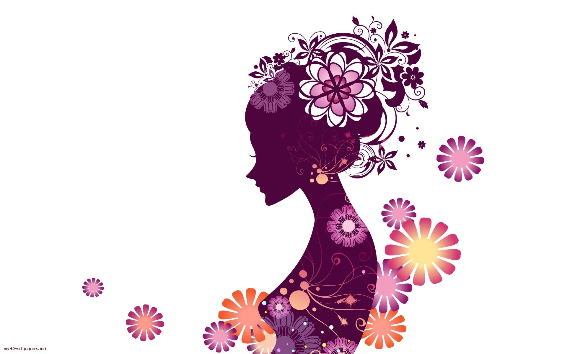 Pretty Girl Vector Image Shopping Vector Illustration, International Women's Day Wallpaper and Vector Girl with Bicycle / Newdesignfile.com