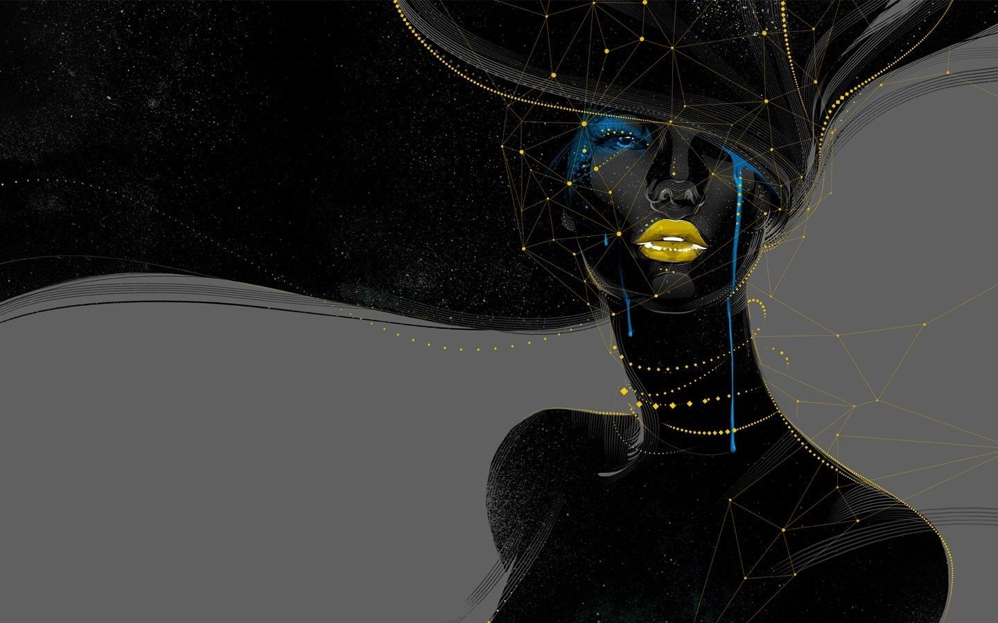 #artwork, #face, #abstract, #black, #crying, #women, #geometry, #digital art wallpaper. Mocah HD Wallpaper