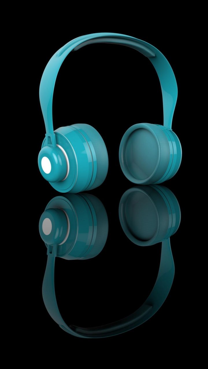 Headphones, music, blue, digital art, 720x1280 wallpaper. Headphones, Digital art, Blue art