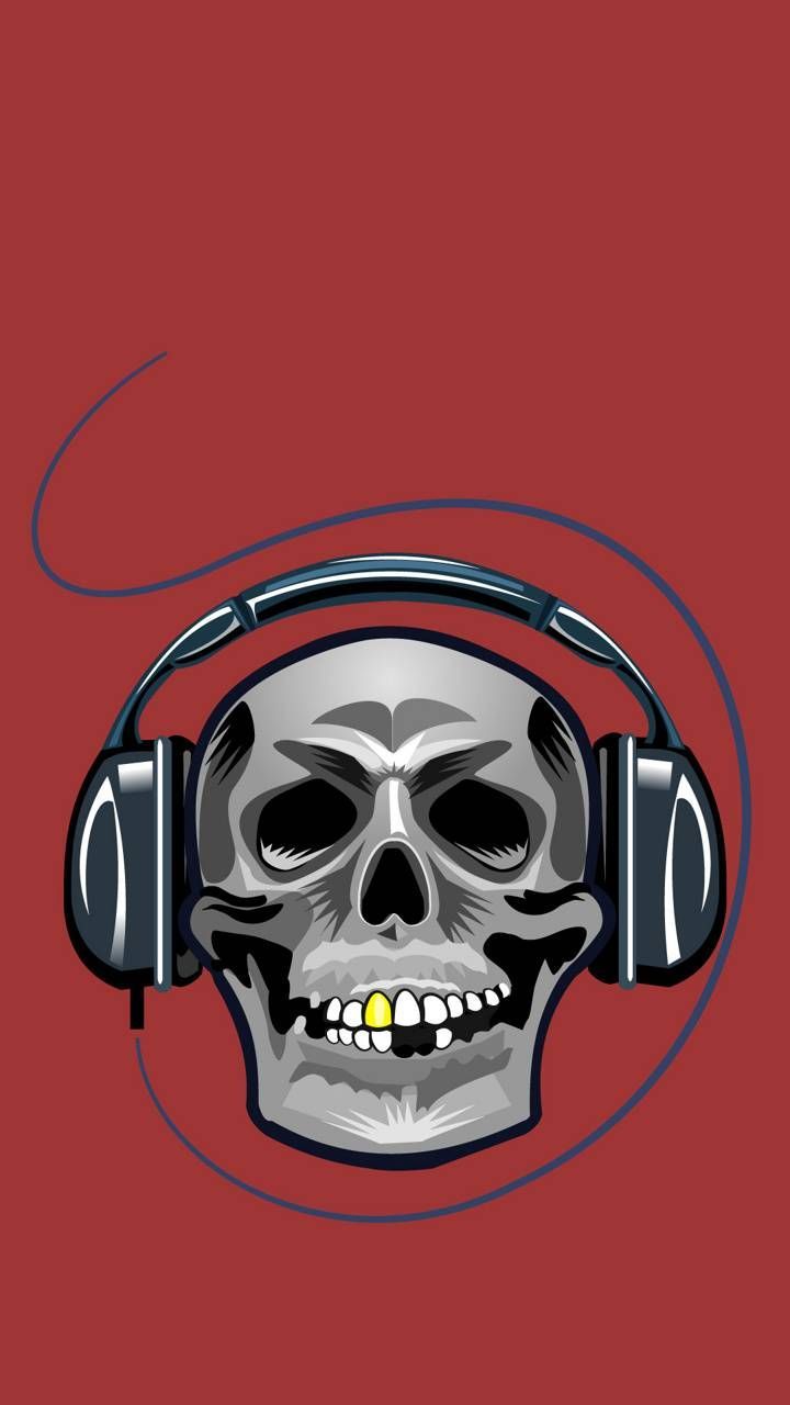 Skull with Headphones Wallpaper