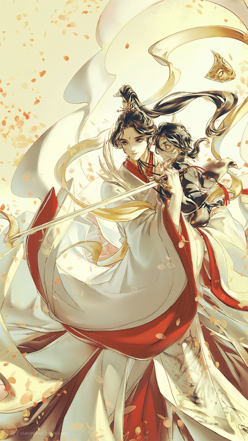 Tian Guan Ci Fu (Heaven Official's Blessing) art of (then mortal) Crown Prince Xie Lian rescuing a small child during the Offering to. Blessed, Anime, Heaven