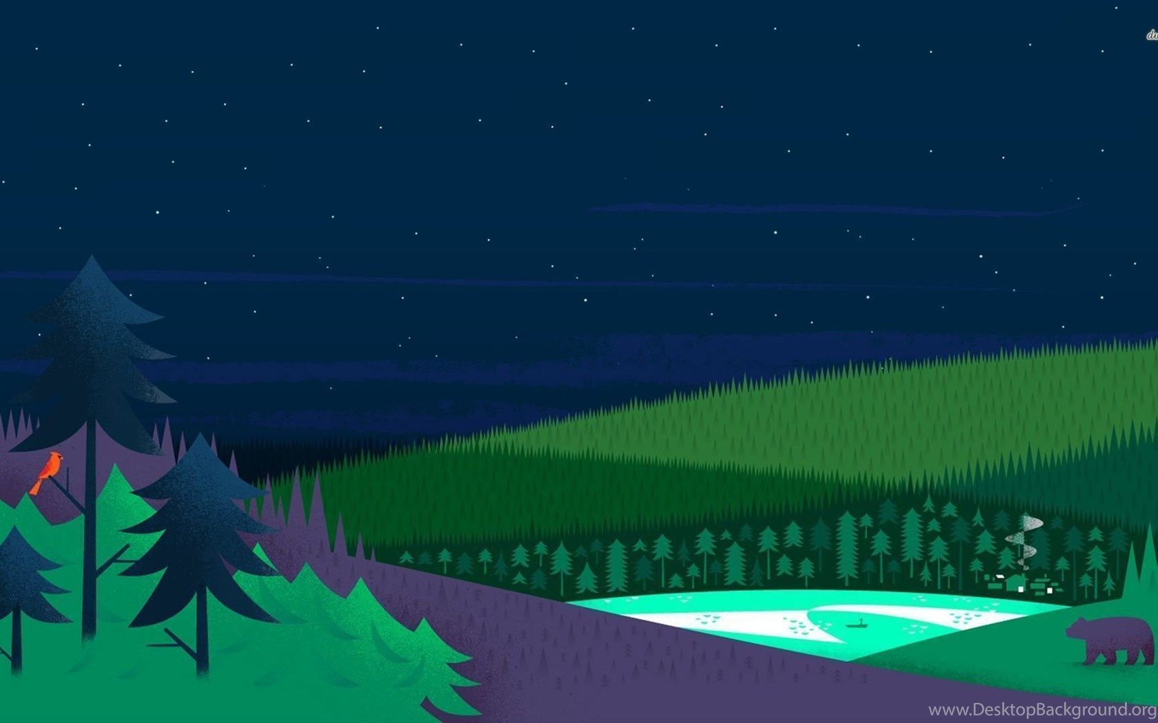 Night Time In The Forest Wallpaper Vector Wallpaper Desktop Background