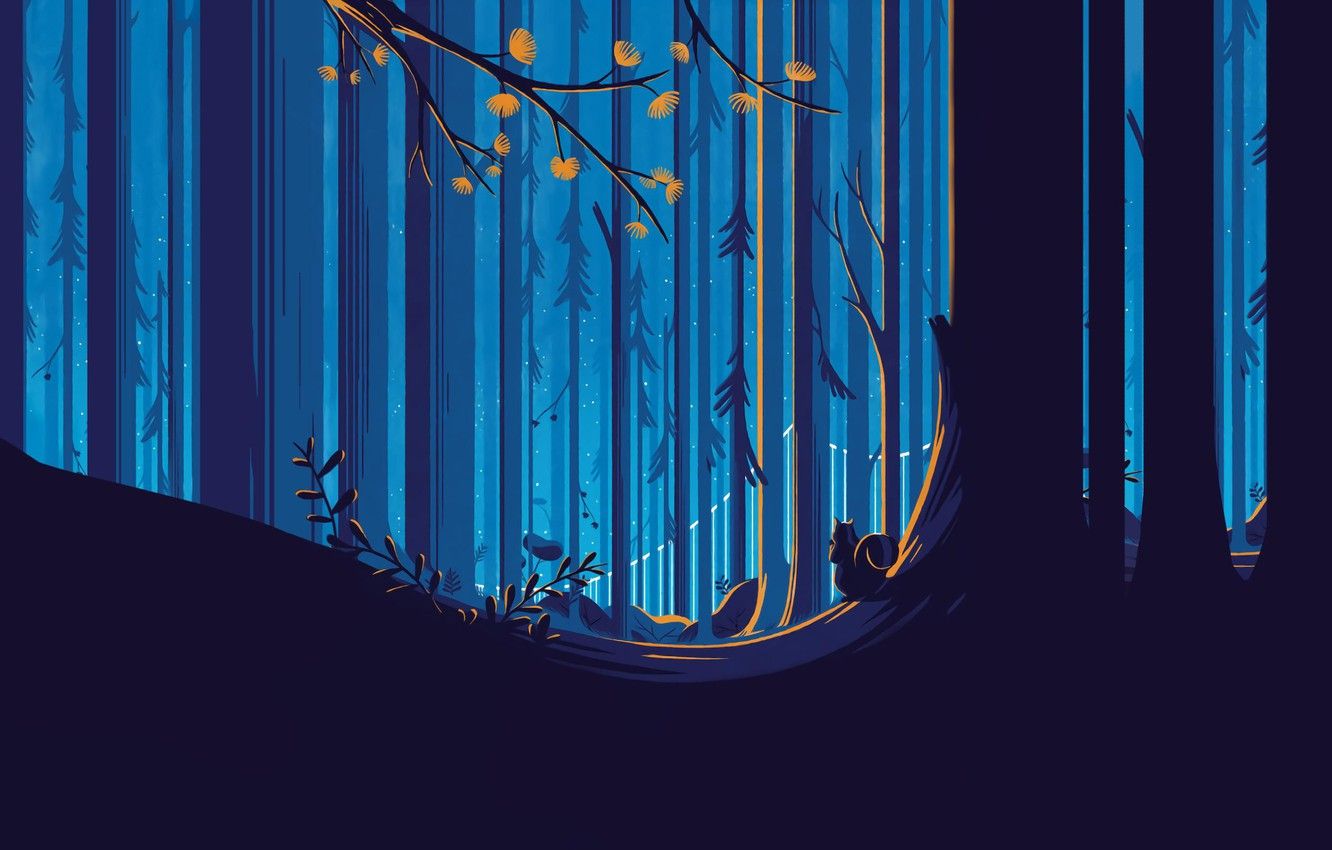 Wallpaper forest, trees, protein, vector graphics image for desktop, section арт