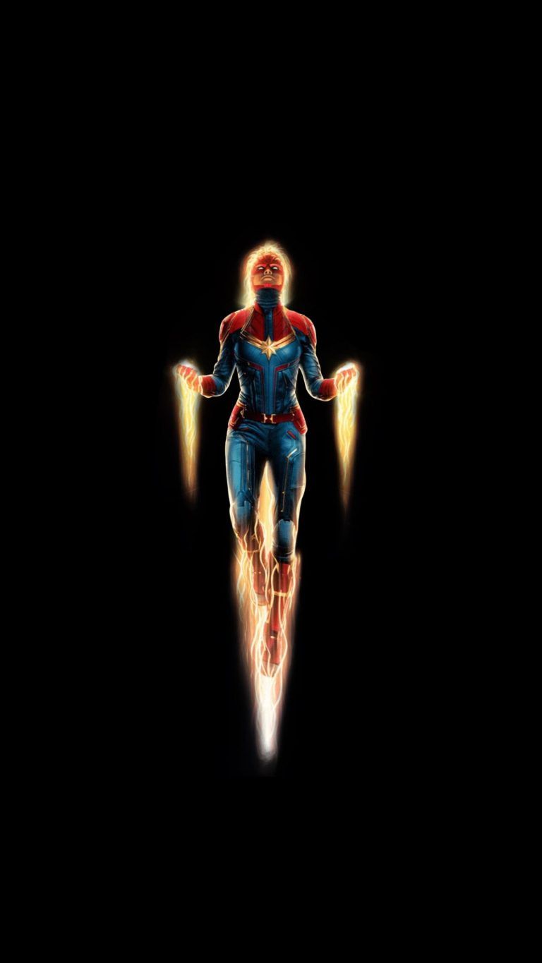 Captain Marvel Black Dark Android 4K Wallpaper Dwonload Free