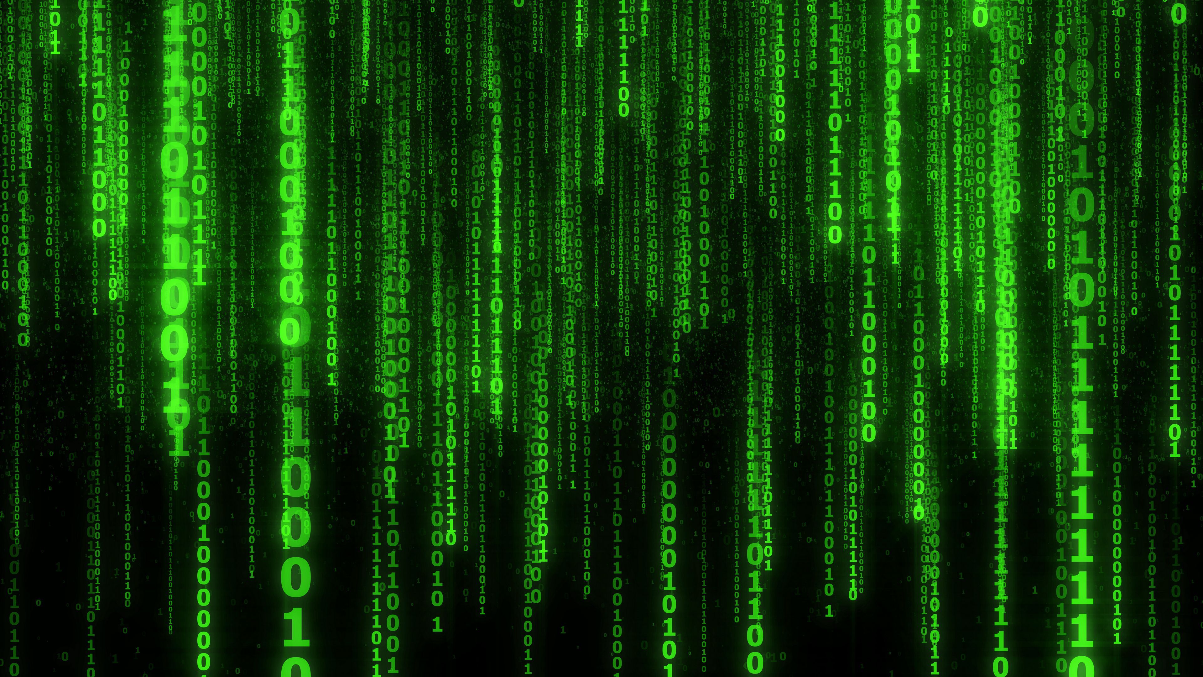 Download wallpaper 3840x2160 binary code, code, numbers, green, glow 4k uhd 16:9 HD background