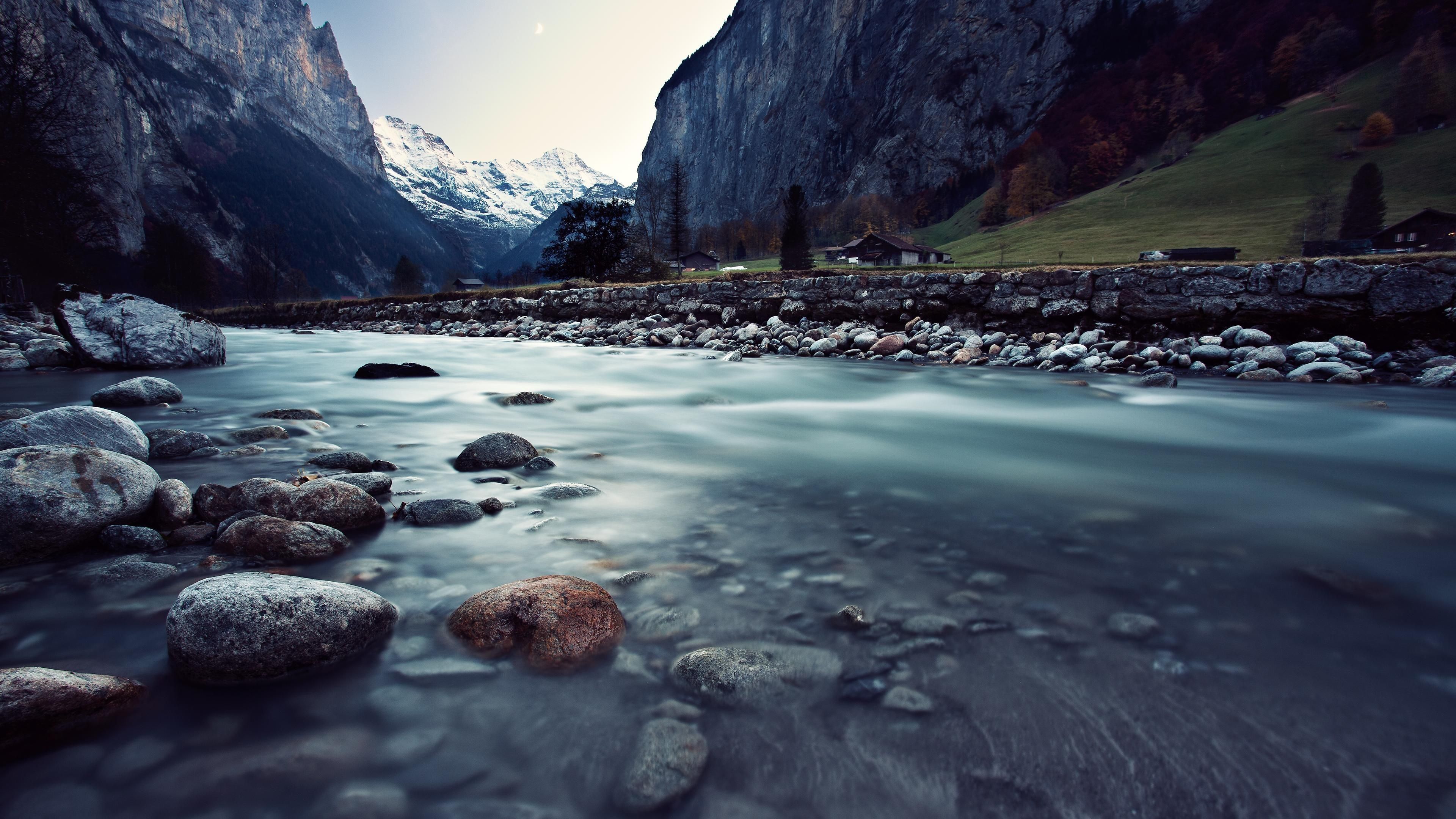 Switzerland Mountains River Wallpaper Ultra HD 3840X2160