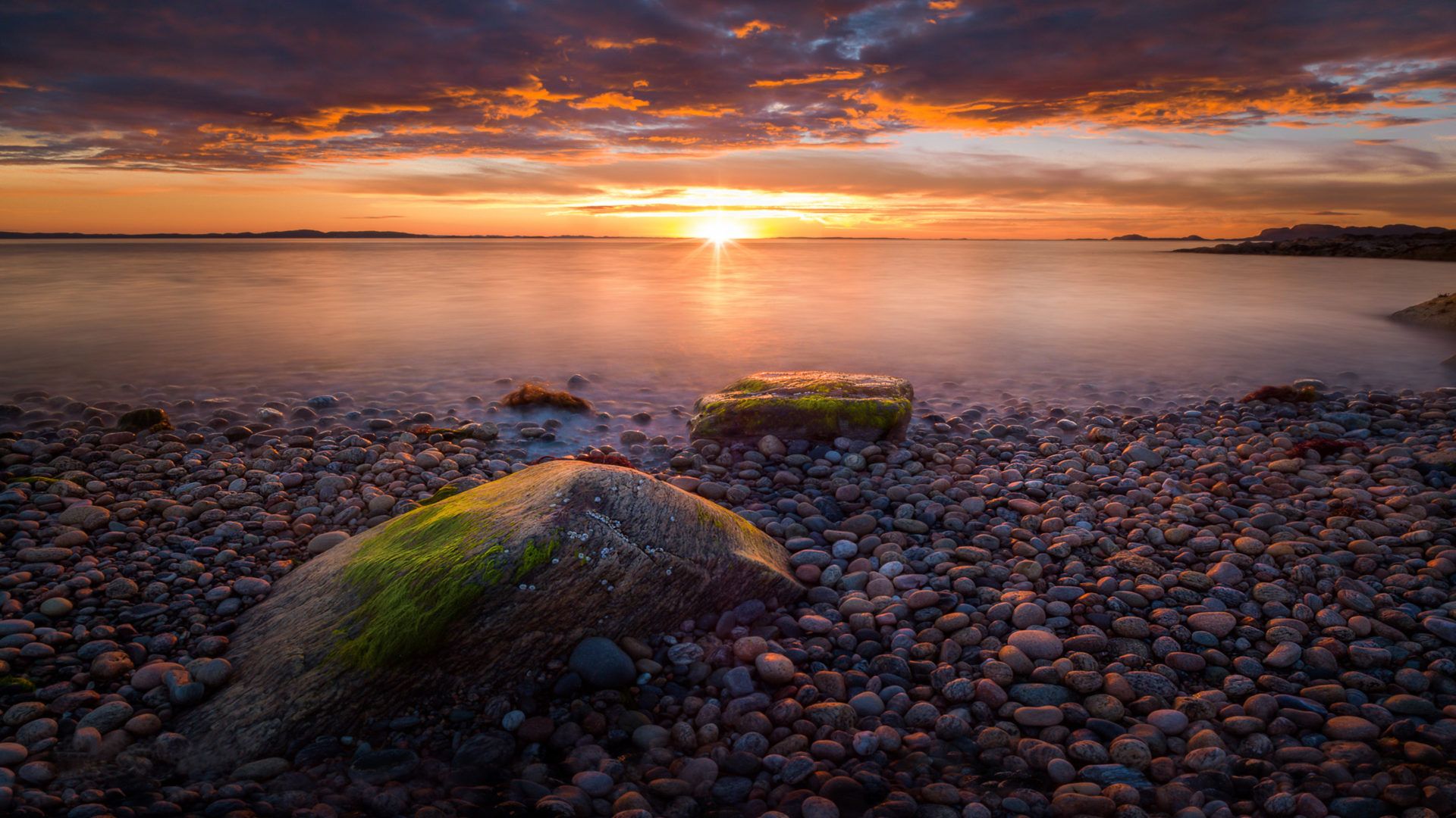 Sunset Coast Stone Beach Agdenes Municipality In Norway Summer Landscape Ultra HD Wallpaper For Desktop Mobile Phones And Lapx2400, Wallpaper13.com