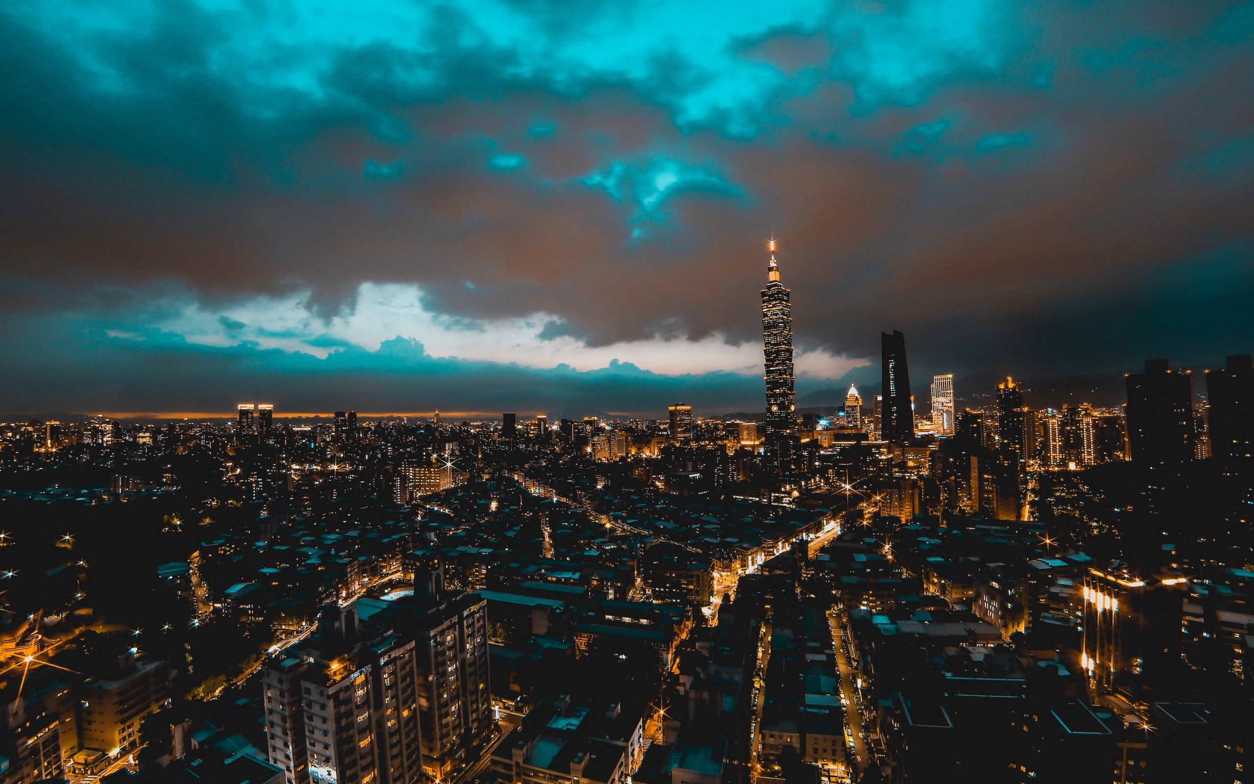 Wallpaper 4k taipei, taiwan, skyscrapers, night, buildings 4k Skyscrapers, Taipei, Taiwan