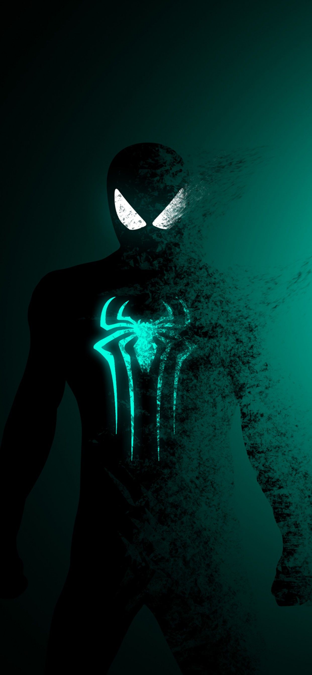 Spider Man 4K Wallpaper, Dark, Cyan, Minimal, Graphics CGI