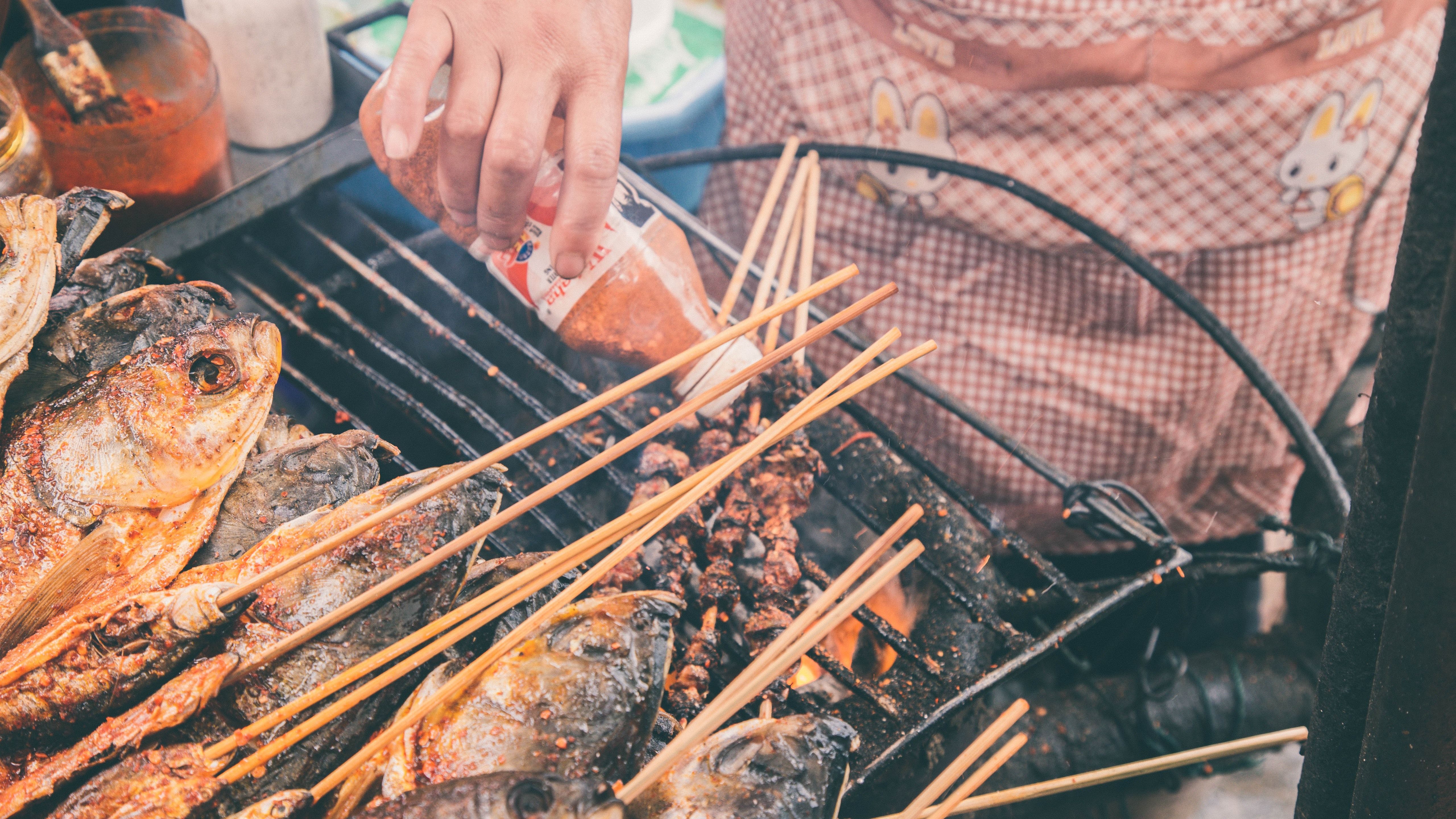 Wallpaper Grilled fish, barbecue 5120x2880 UHD 5K Picture, Image