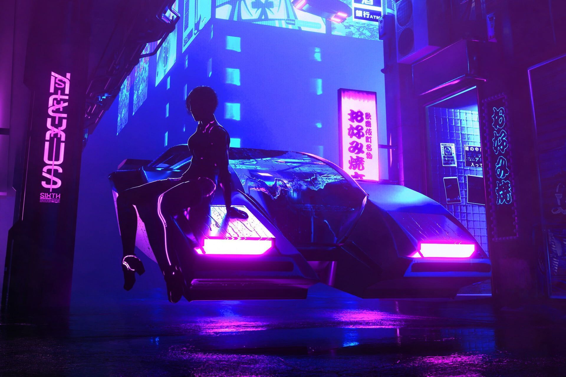 dark #night digital art #neon #vehicle #futuristic futuristic city #cyberpunk P #wallpaper #hdwallpaper #desk. Futuristic city, Cyberpunk, Gaming wallpaper