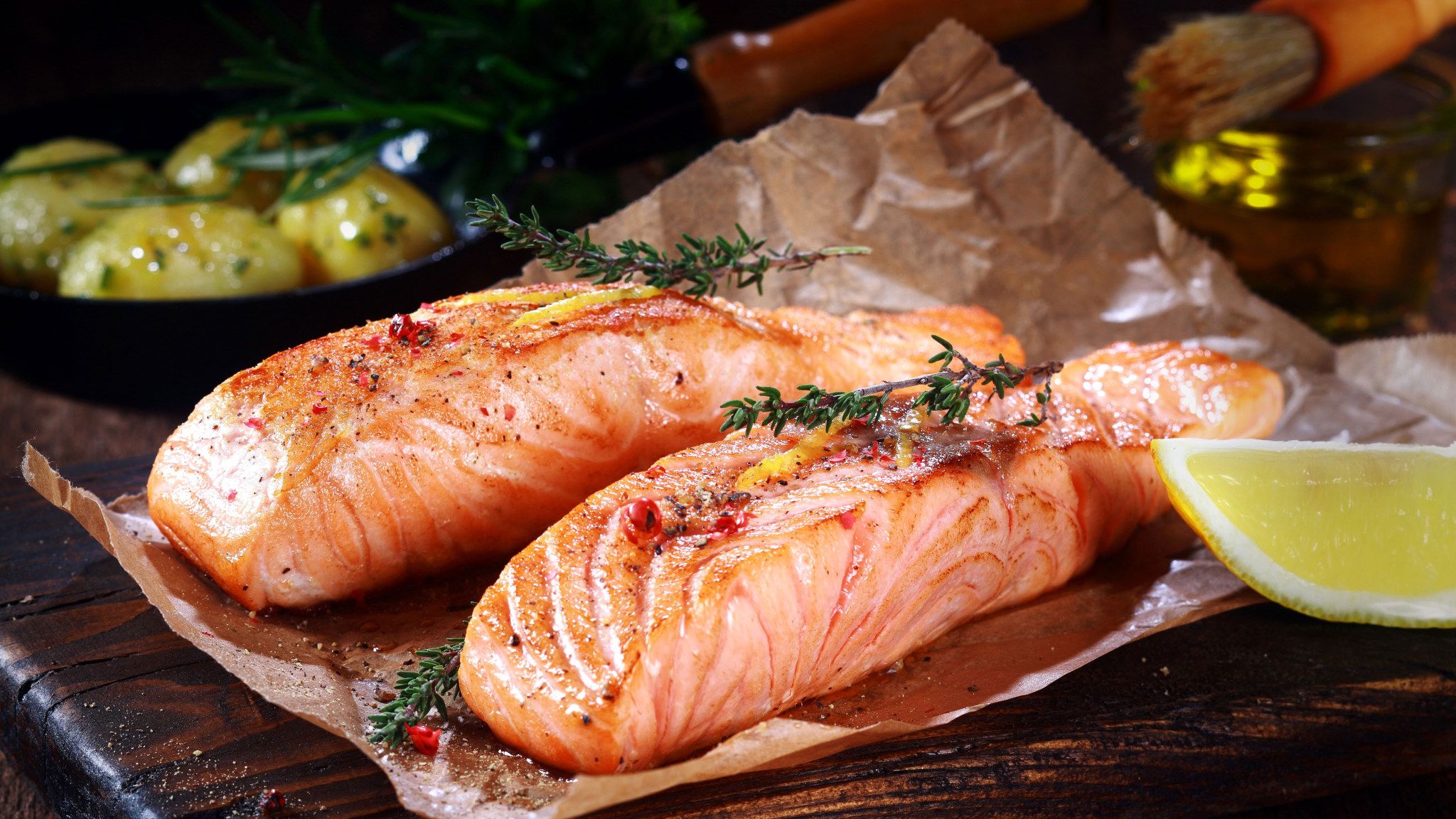 Wallpaper Food, Salmon, Fish, Grilled Salmon • Wallpaper For You HD Wallpaper For Desktop & Mobile