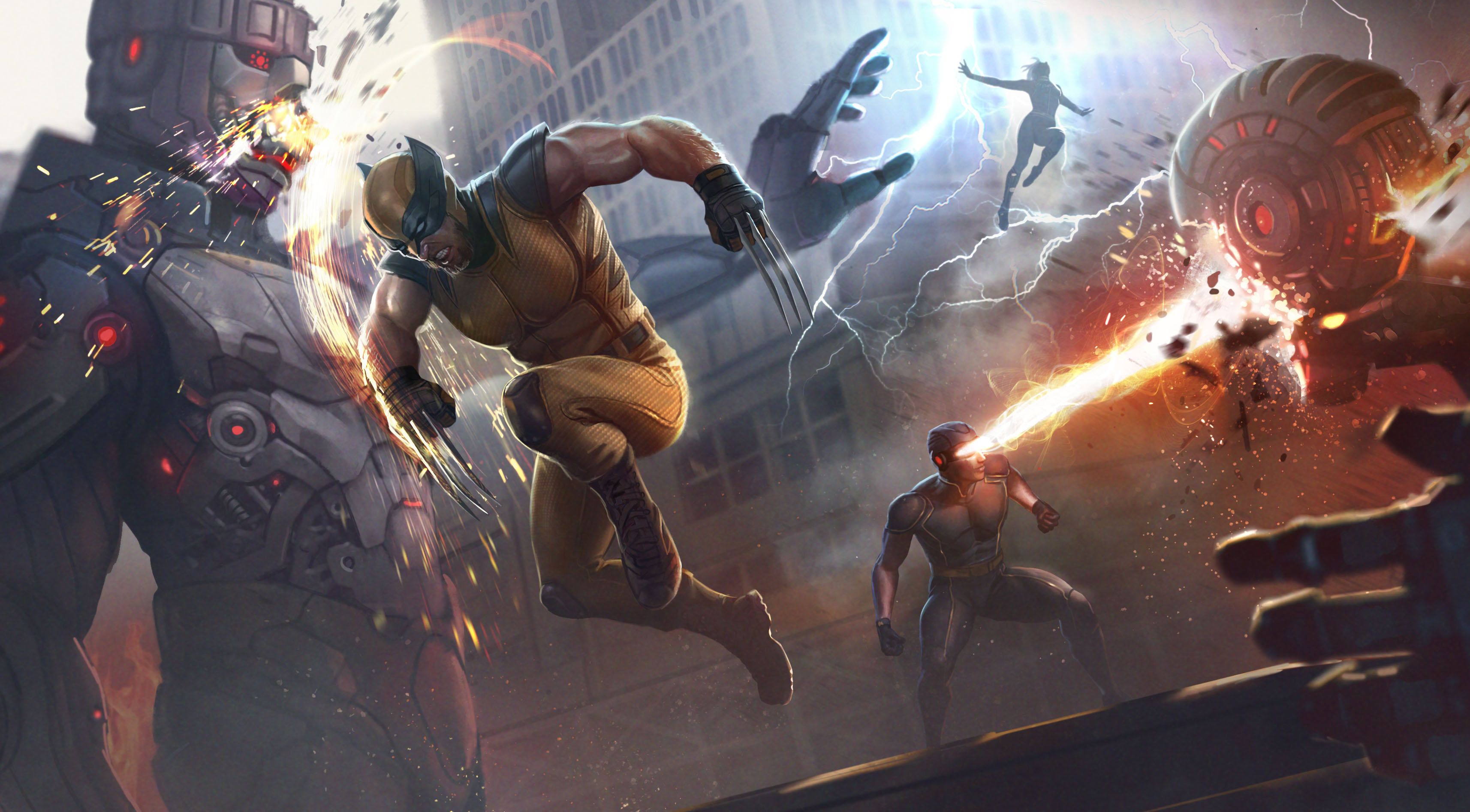 X Mutants Taking Down Some Sentinels. HD Wallpaper