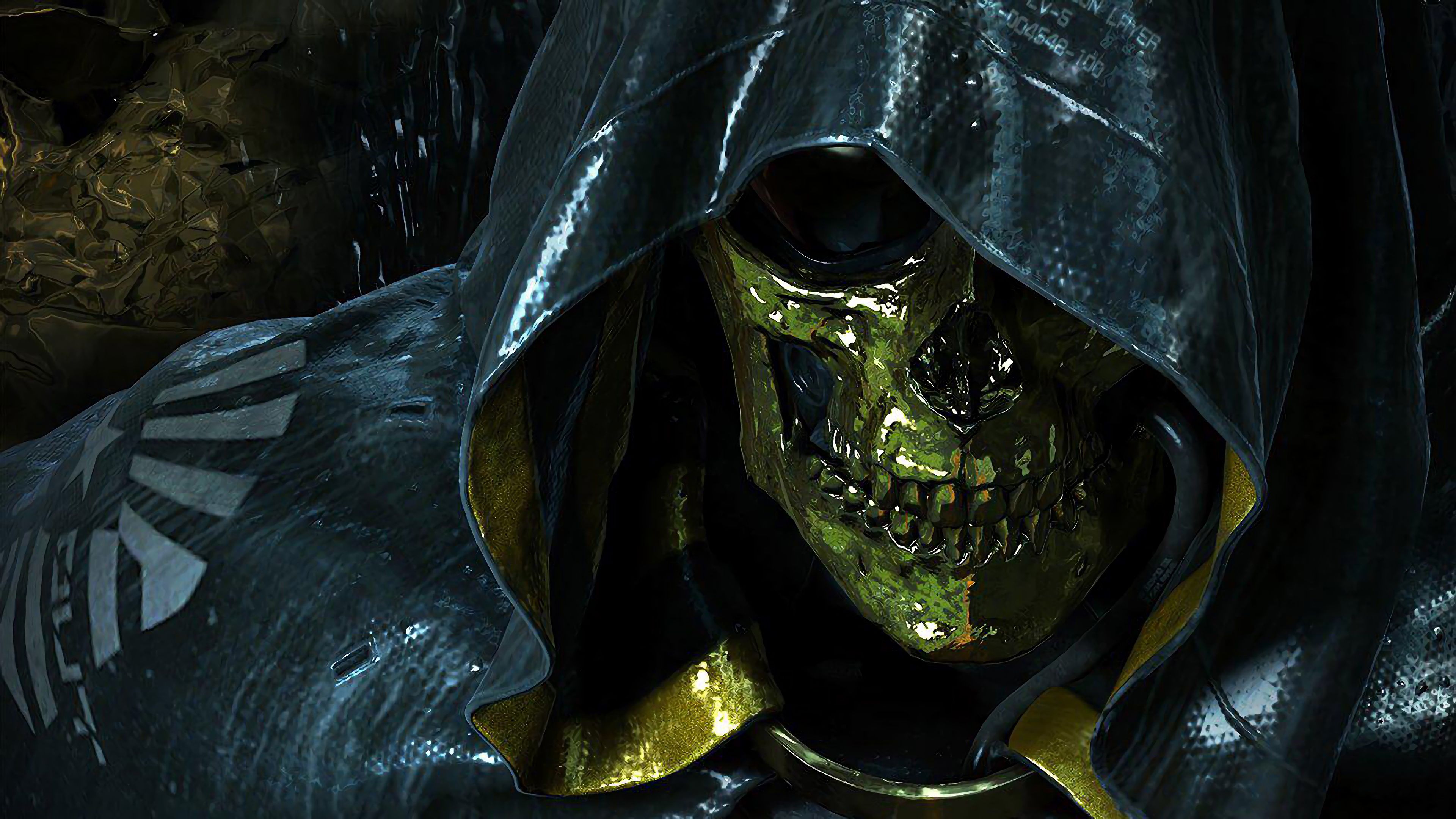Death Stranding Gold Skull Mask Higgs 4K Wallpaper