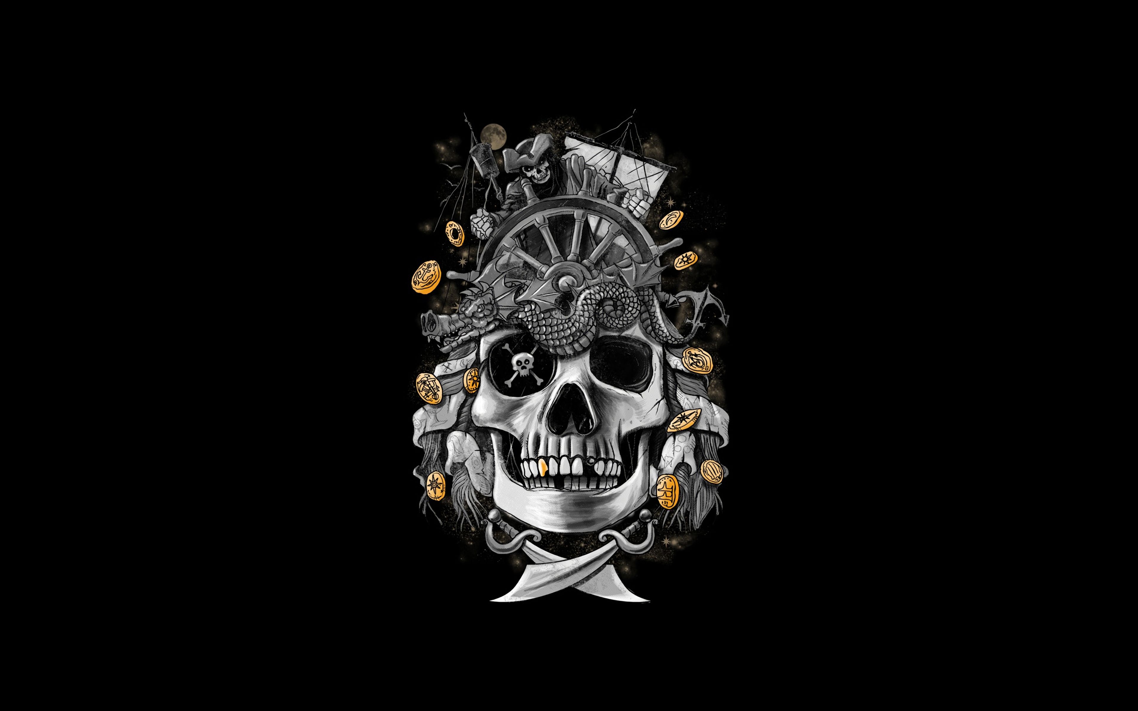 Dark Gold Skull 4k 4k HD 4k Wallpaper, Image, Background, Photo and Picture