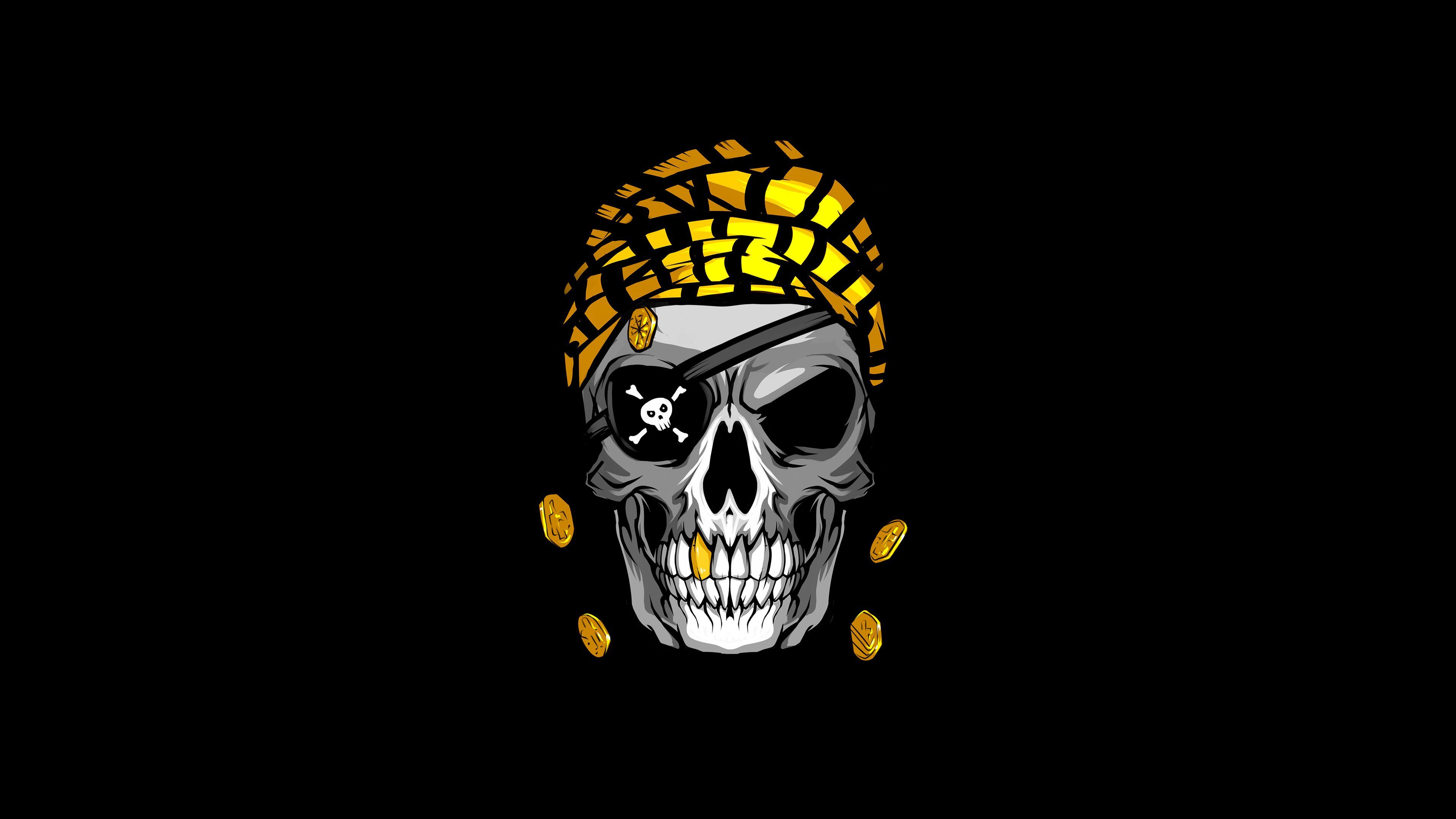 Pirate Skull Gold Minimal. Pirate skull, Skull, Art wallpaper