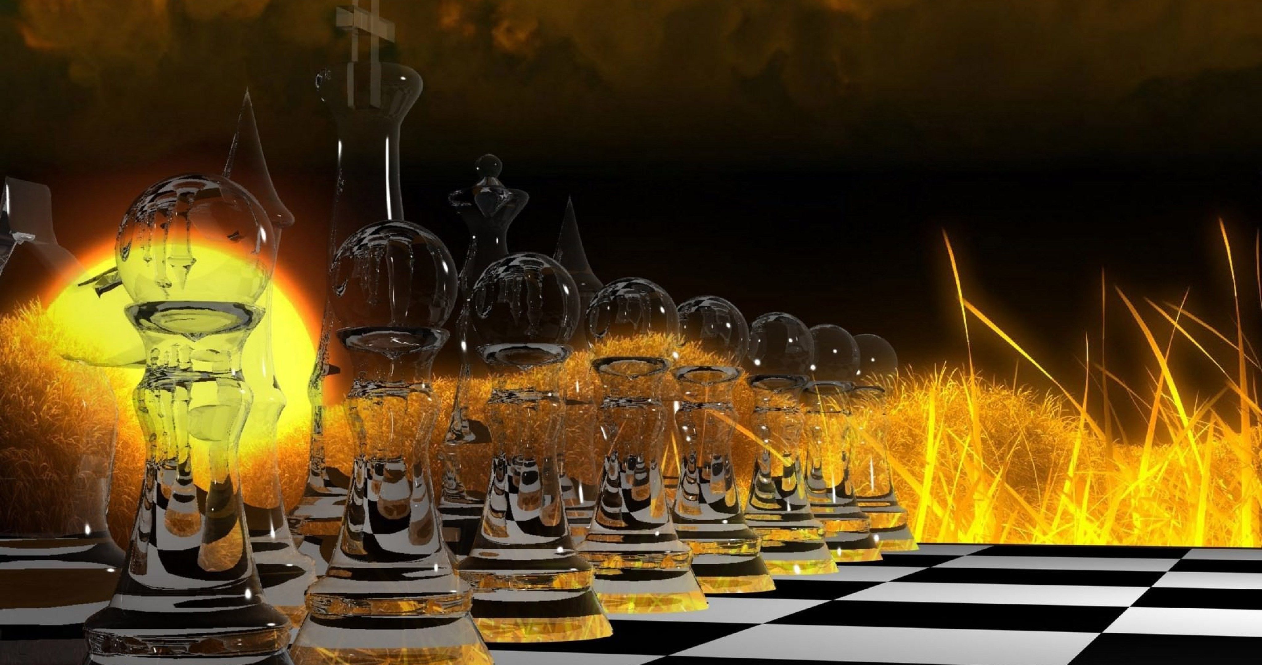 Download wallpaper 3840x2400 chess, chessboard, figures, 3d 4k ultra hd  16:10 hd background