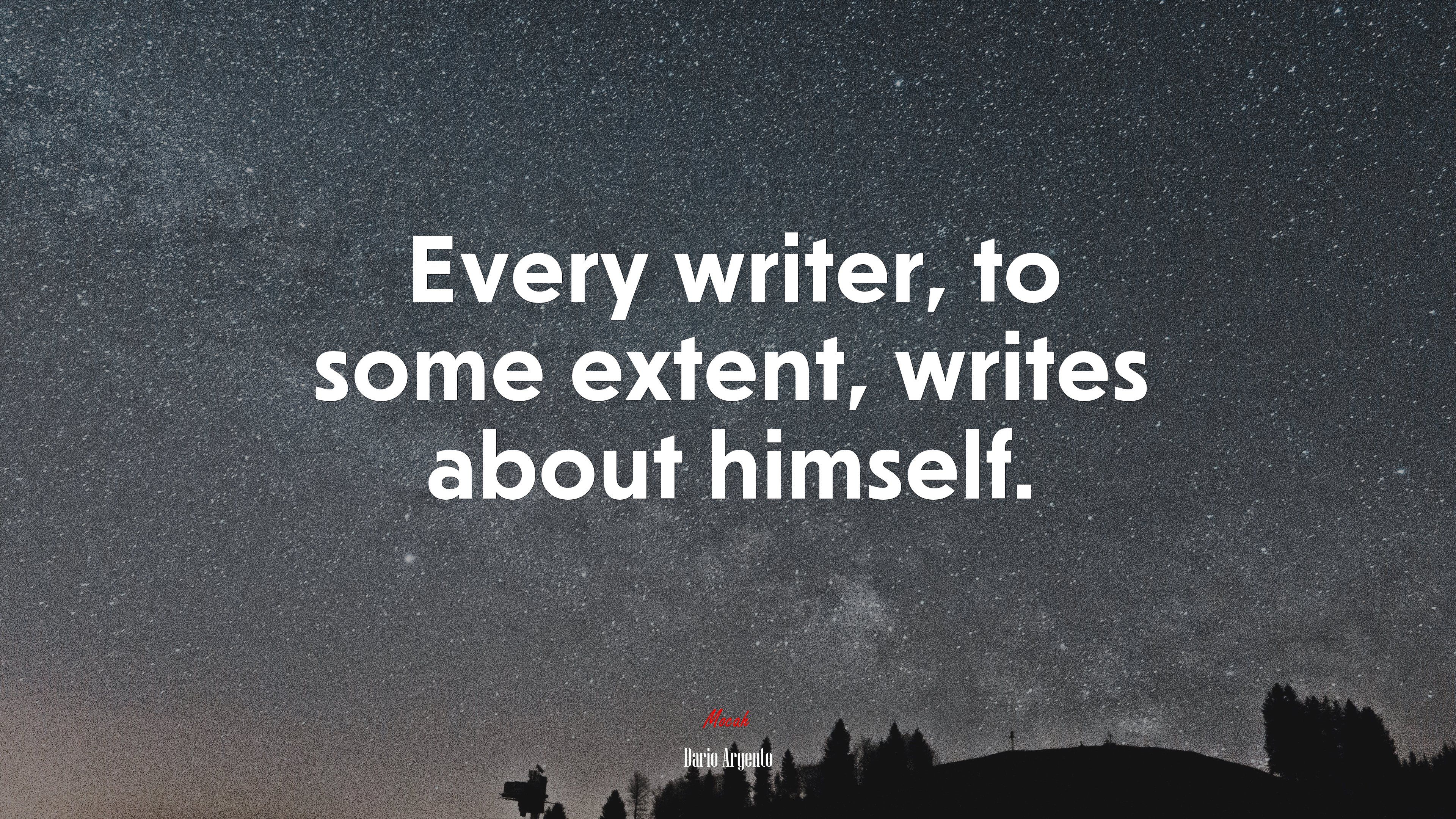 Every writer, to some extent, writes about himself. Dario Argento quote, 4k wallpaper. Mocah HD Wallpaper