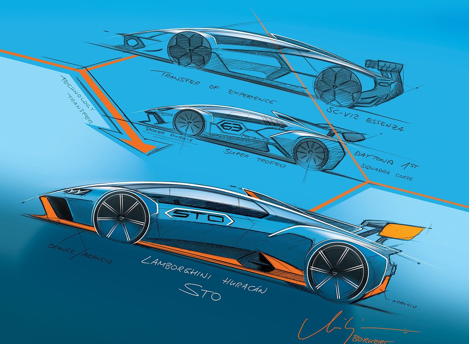 Lamborghini Huracán STO Design Sketch Wallpaper