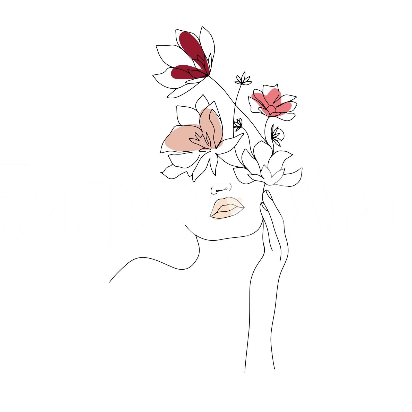 Buy Line Art Woman With Flowers 1 wallpaper US shipping at Happywall.com