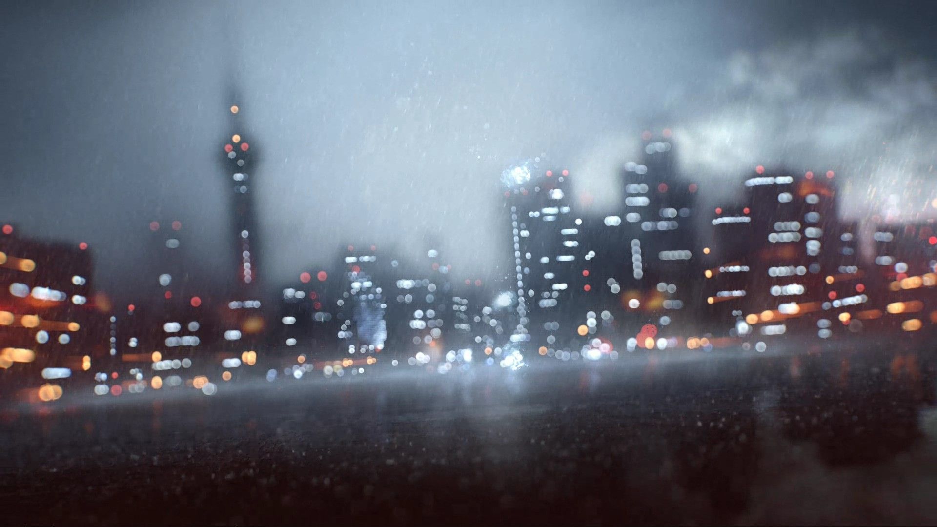 cityscape, Building, Skyscraper, Rain, Blurred, Night Wallpaper HD / Desktop and Mobile Background