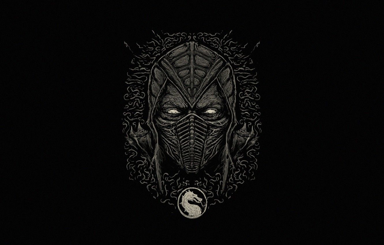 Wallpaper Minimalism, Style, Logo, Background, Mask, Logo, Fighter, Art, Logo, Style, Mortal Kombat, Background, Helix, Minimalism, Character, Mask image for desktop, section минимализм