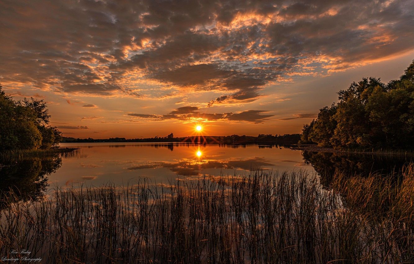 Wallpaper summer, the sky, water, the sun, sunset, nature, lake image for desktop, section пейзажи