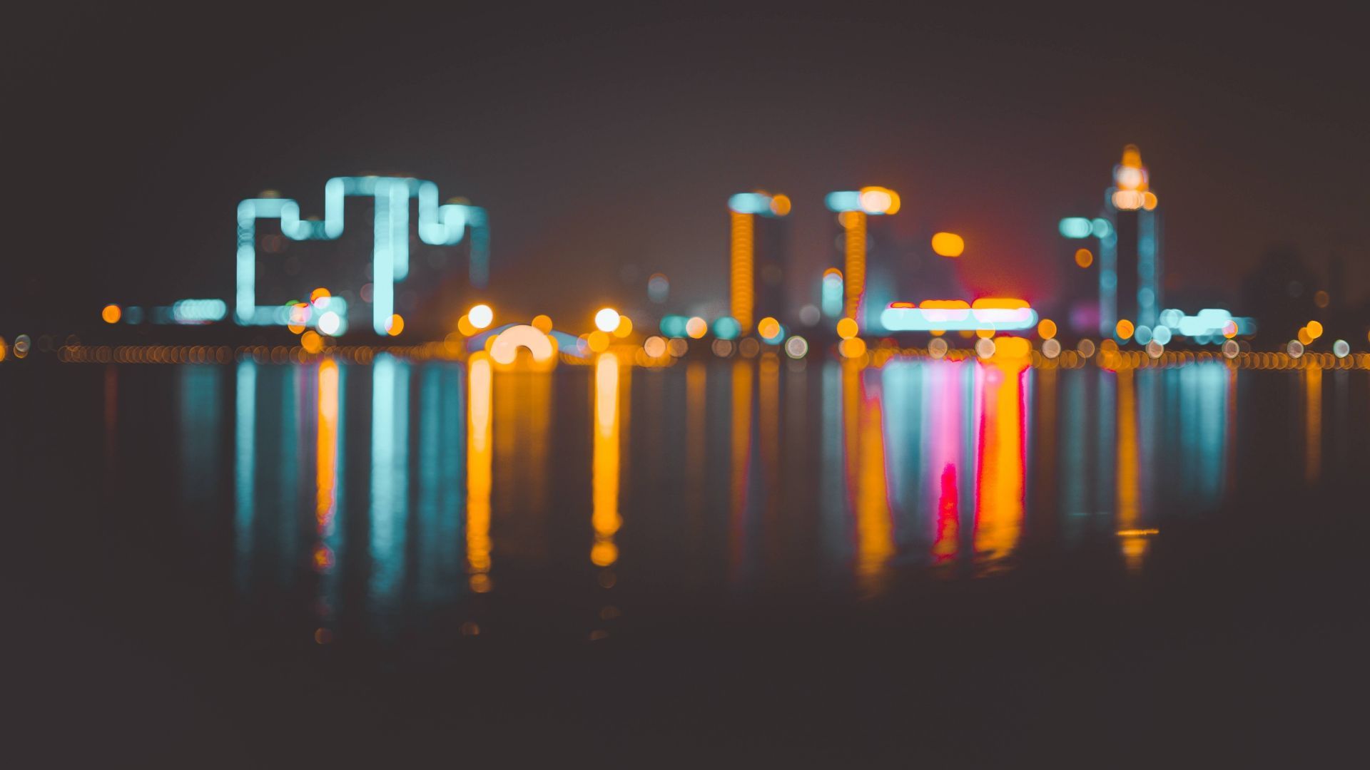 Desktop wallpapers city, lights, blur, reflections, hd image, picture, background, b3999c
