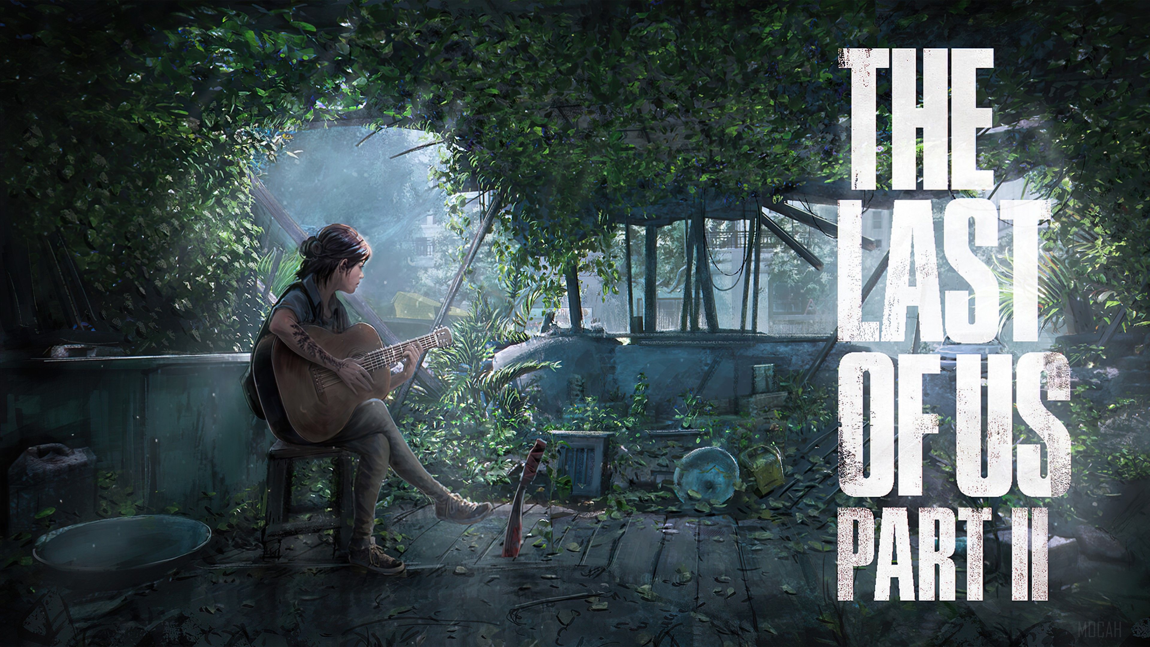 Ellie The Last Of Us Part 2 Monochrome Poster Wallpaper 4K