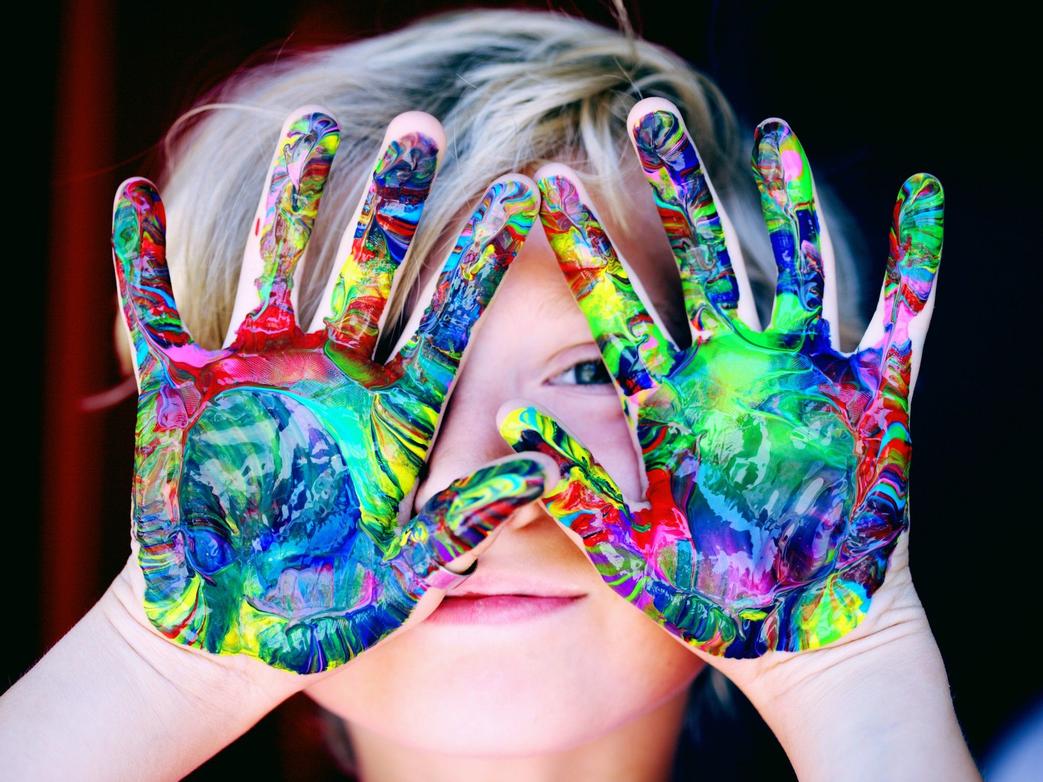 Cute girl 4K Wallpaper, Adorable, Cute Child, Colorful, Paint, Cute hands, 5K, Cute
