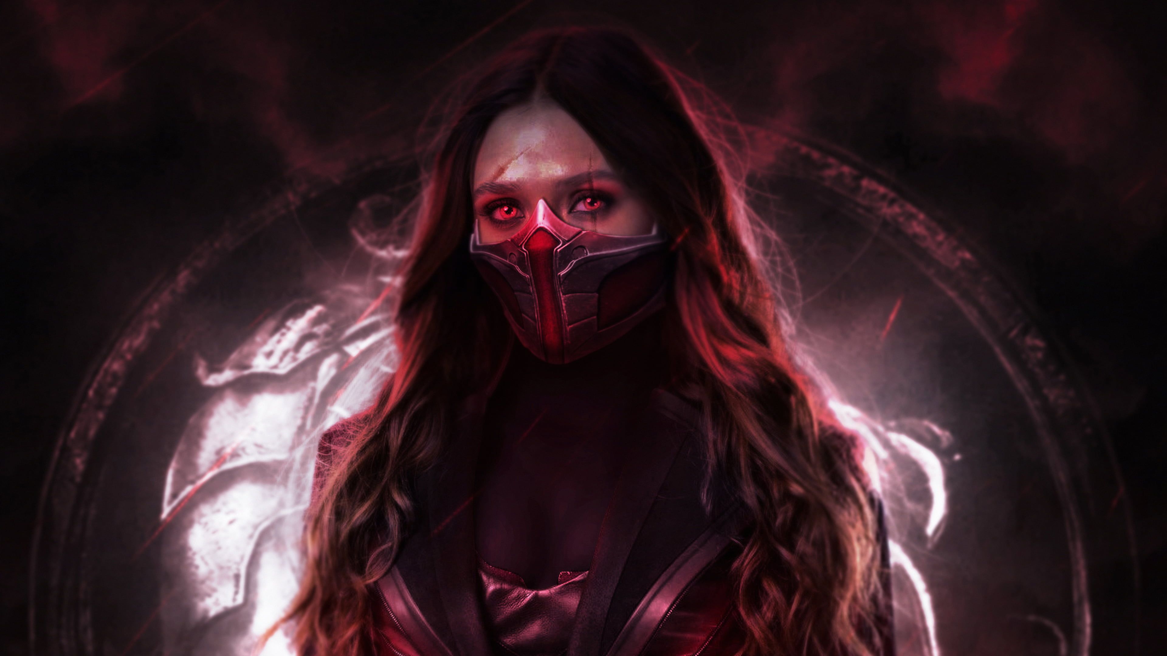 digital digital art #artwork #Skarlet Mortal Kombat #women fantasy girl #Adobe #Photoshop #retouching #red #mask f. Witch wallpaper, Fantasy women, Scarlet witch