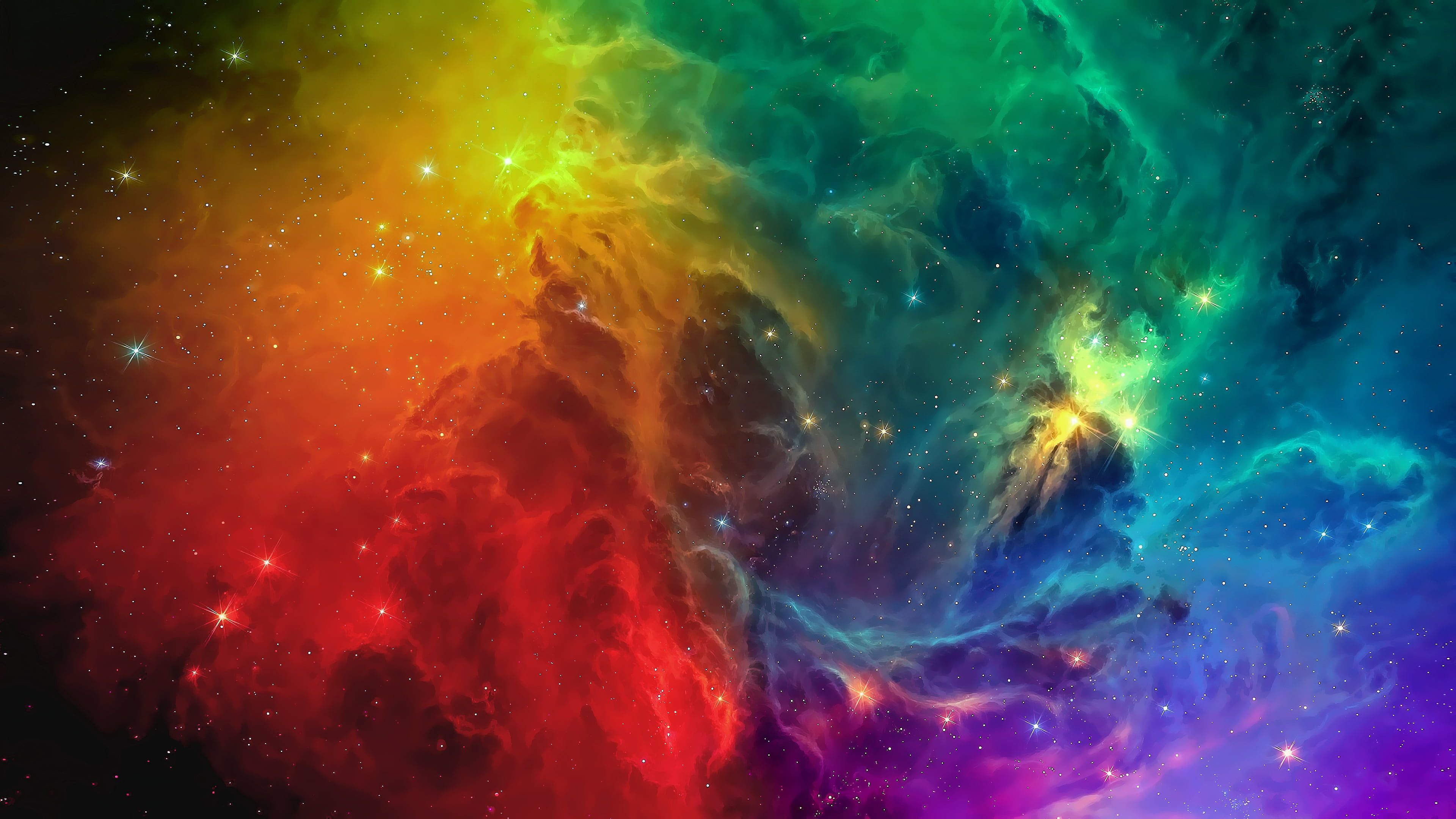 multicolored galaxy illustration #galaxy #space #stars #universe #spacescapes #nebula #red #yellow #green #cyan #blue #violet #pink #orange # 4K #wallpaper #hdwa