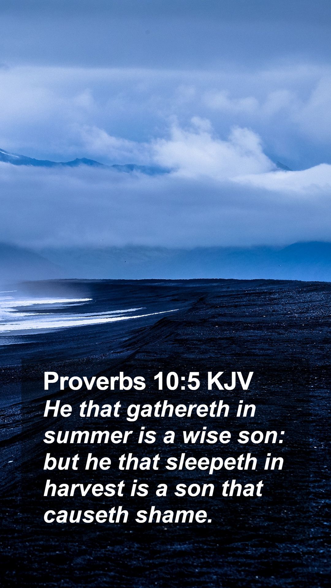 Proverbs 10:5 KJV Mobile Phone Wallpaper that gathereth in summer is a wise son: but he