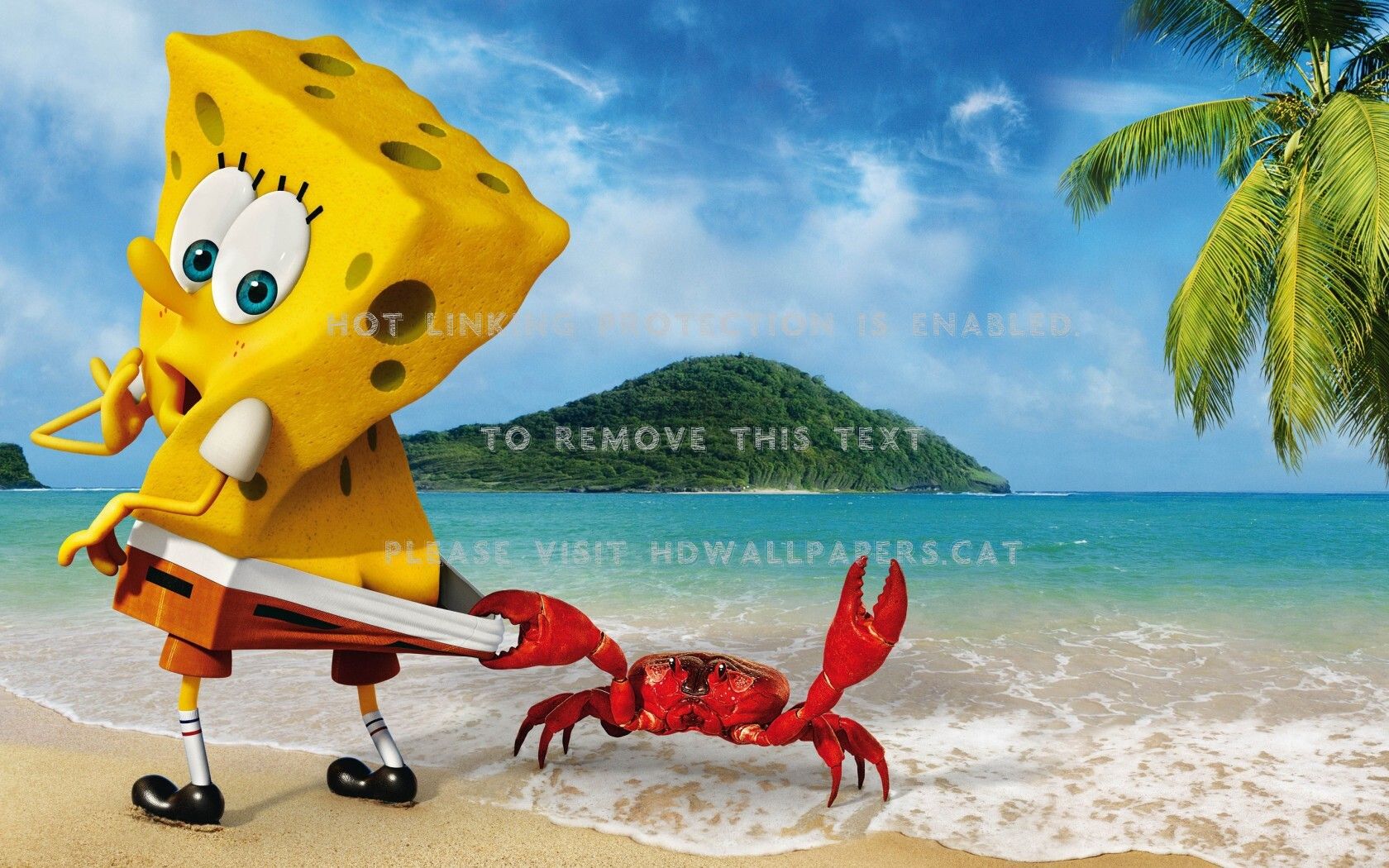 the spongebob island red cancer yellow crab