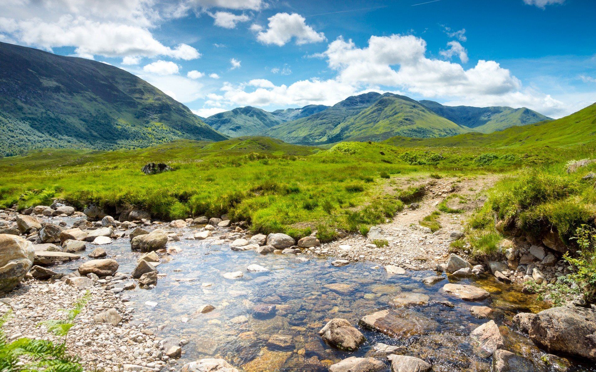 Download wallpaper scotland, hills, stream, mountains, summer, uk for desktop with resolution 1920x1200. High Quality HD picture wallpaper